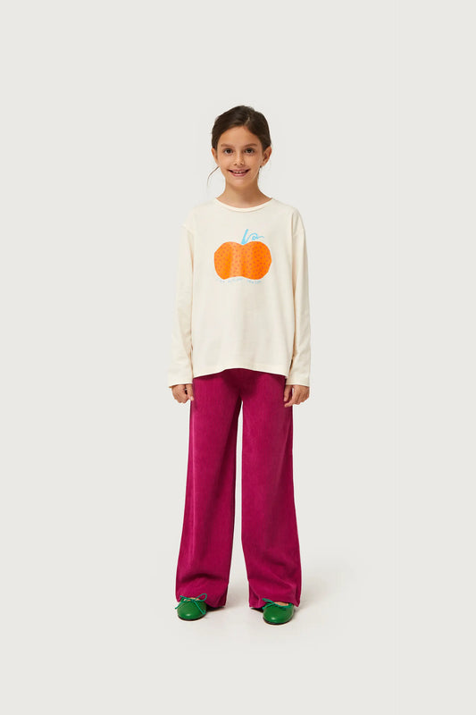 Camiseta de niña con print de calabaza blanca