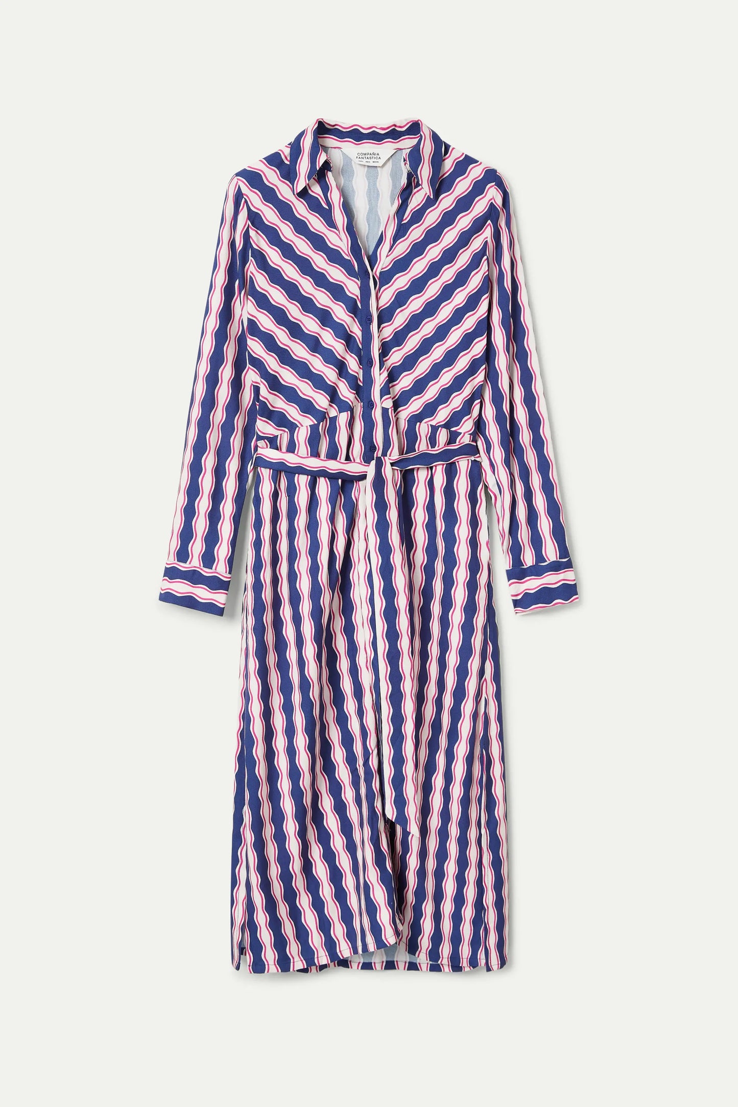 Serpentina striped print shirt midi dress