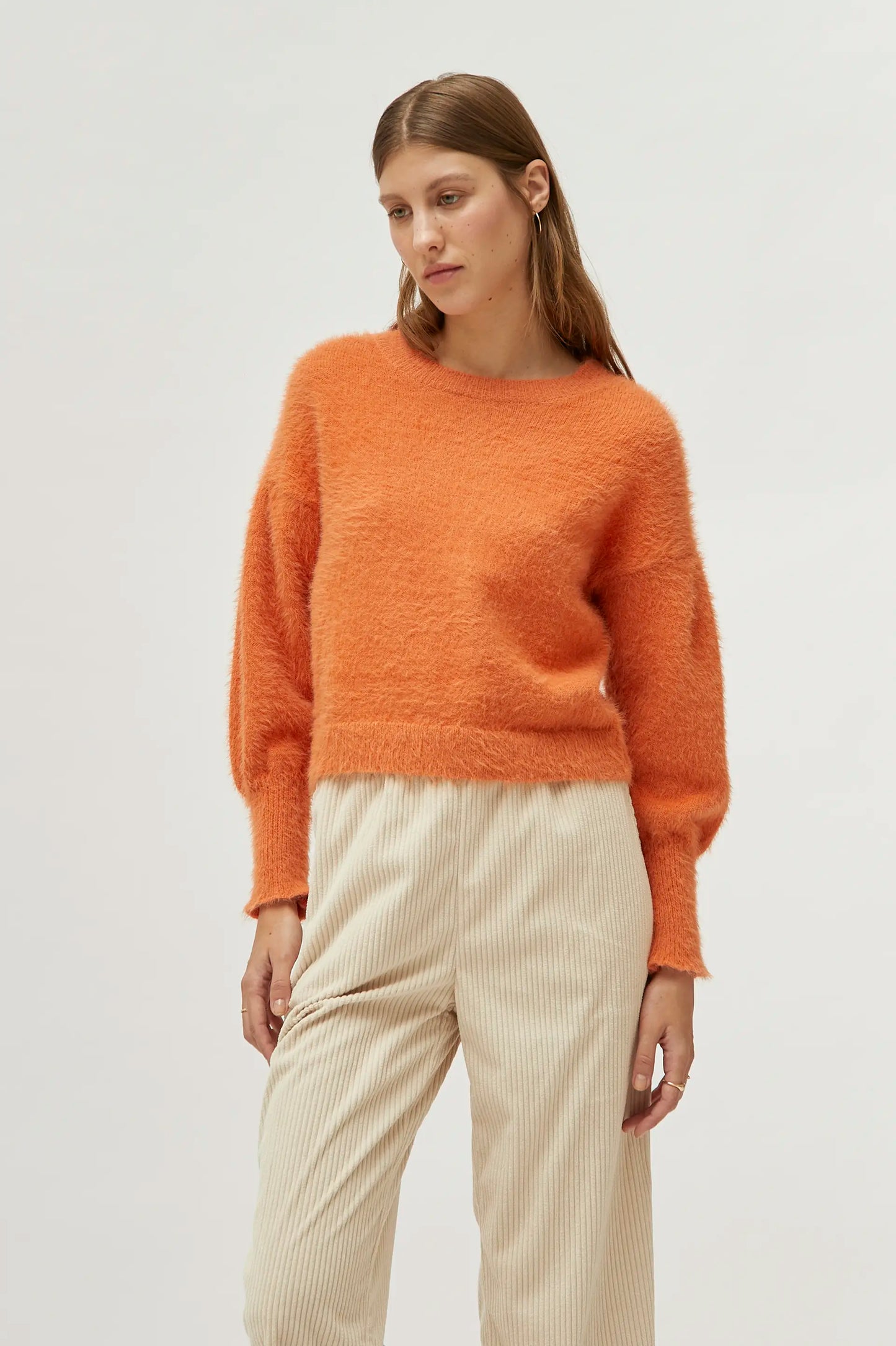 Orange Textured Knit Sweater