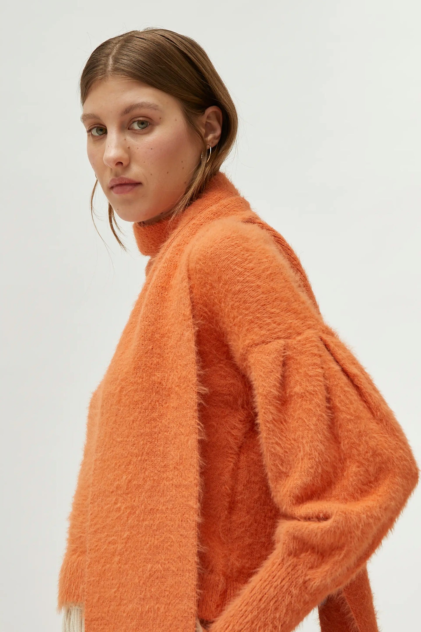 Orange Textured Knit Sweater