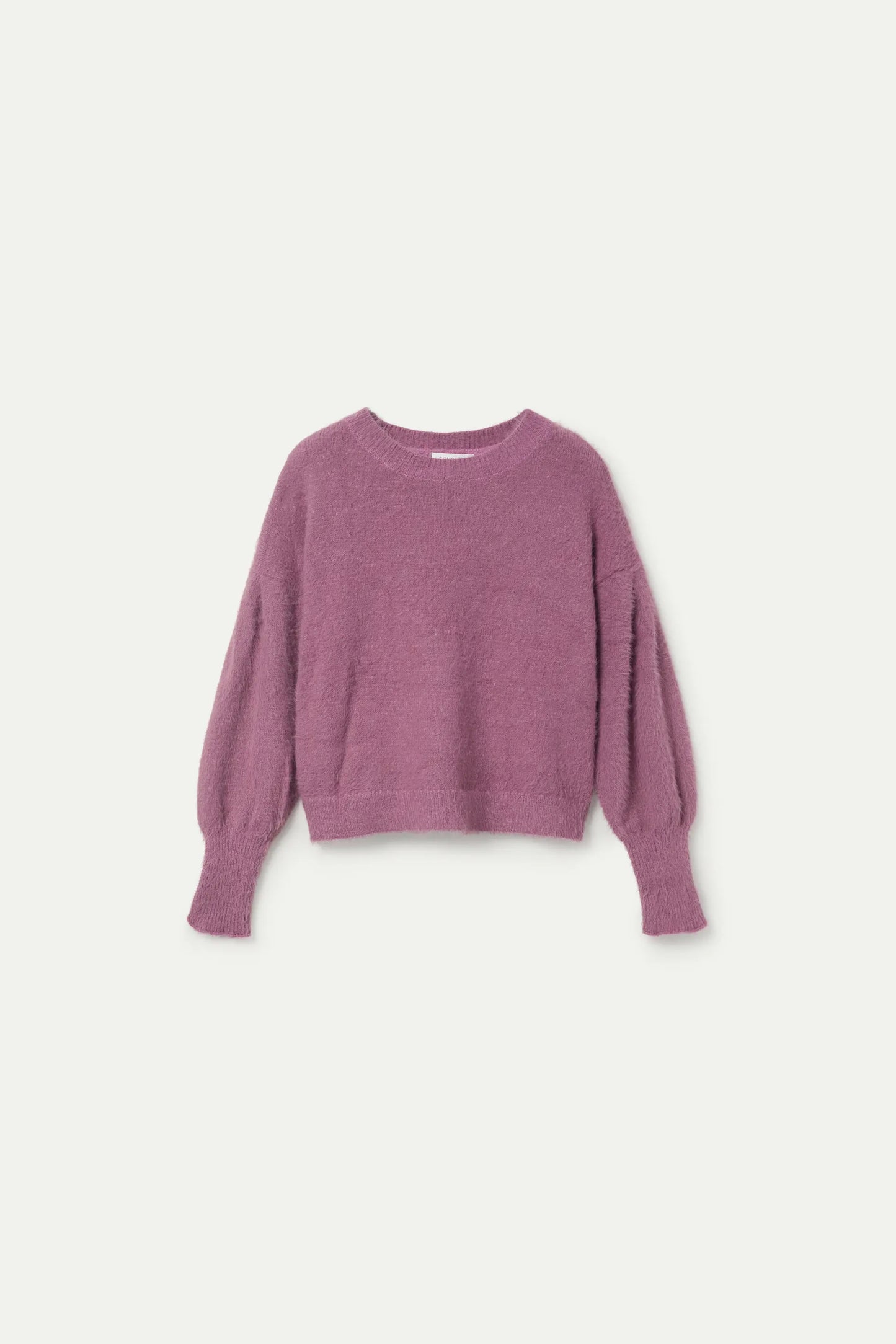 Knitted sweater with lilac texture