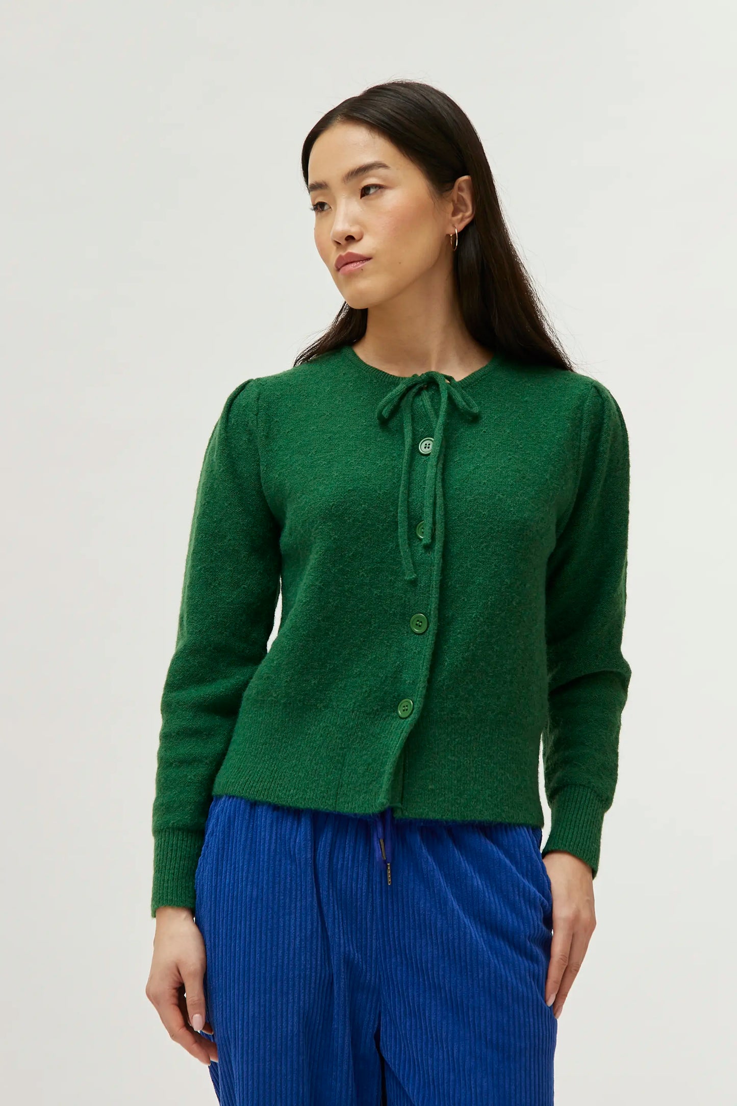 Green bow knit cardigan