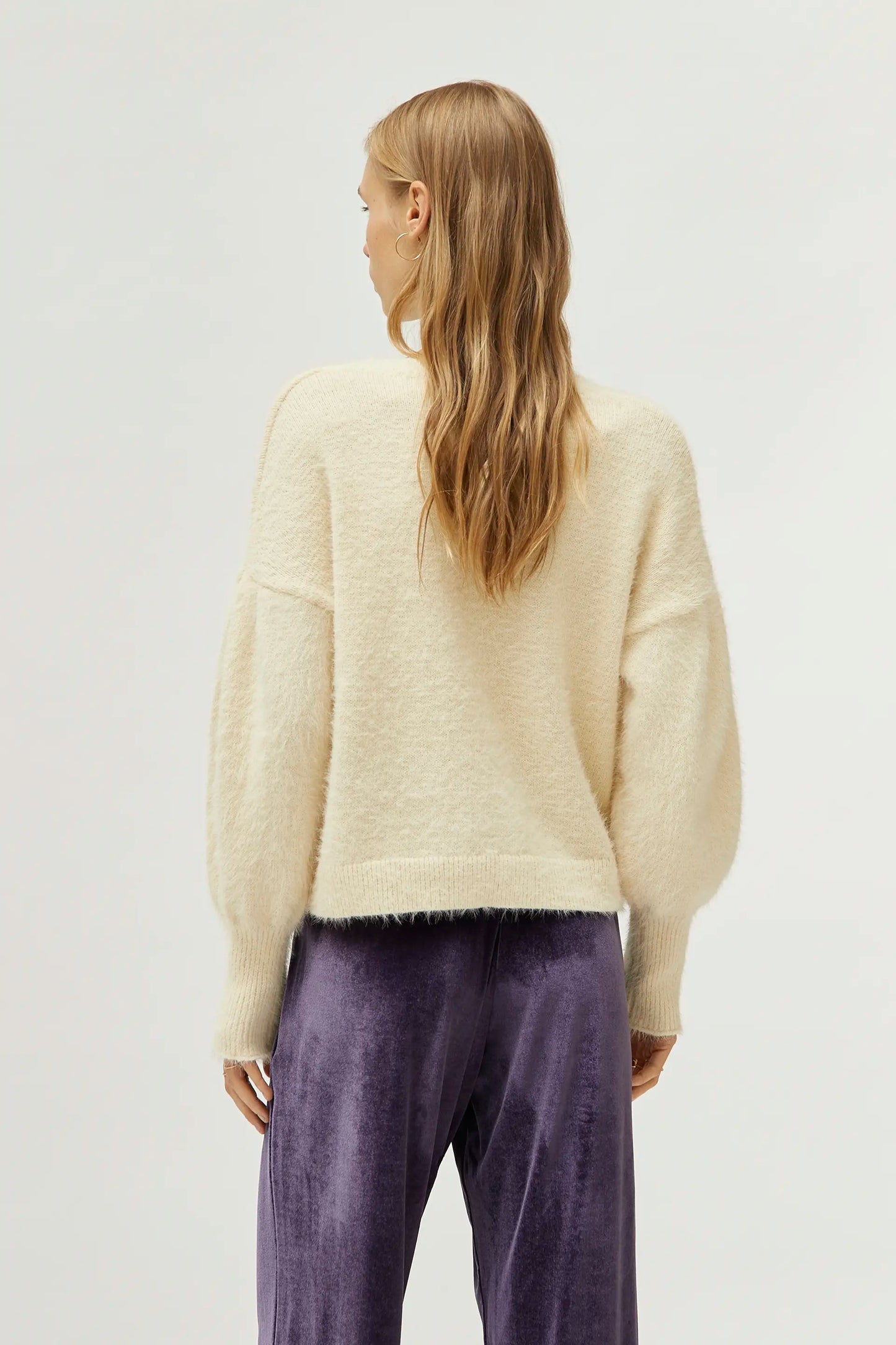 White Textured Knit Sweater