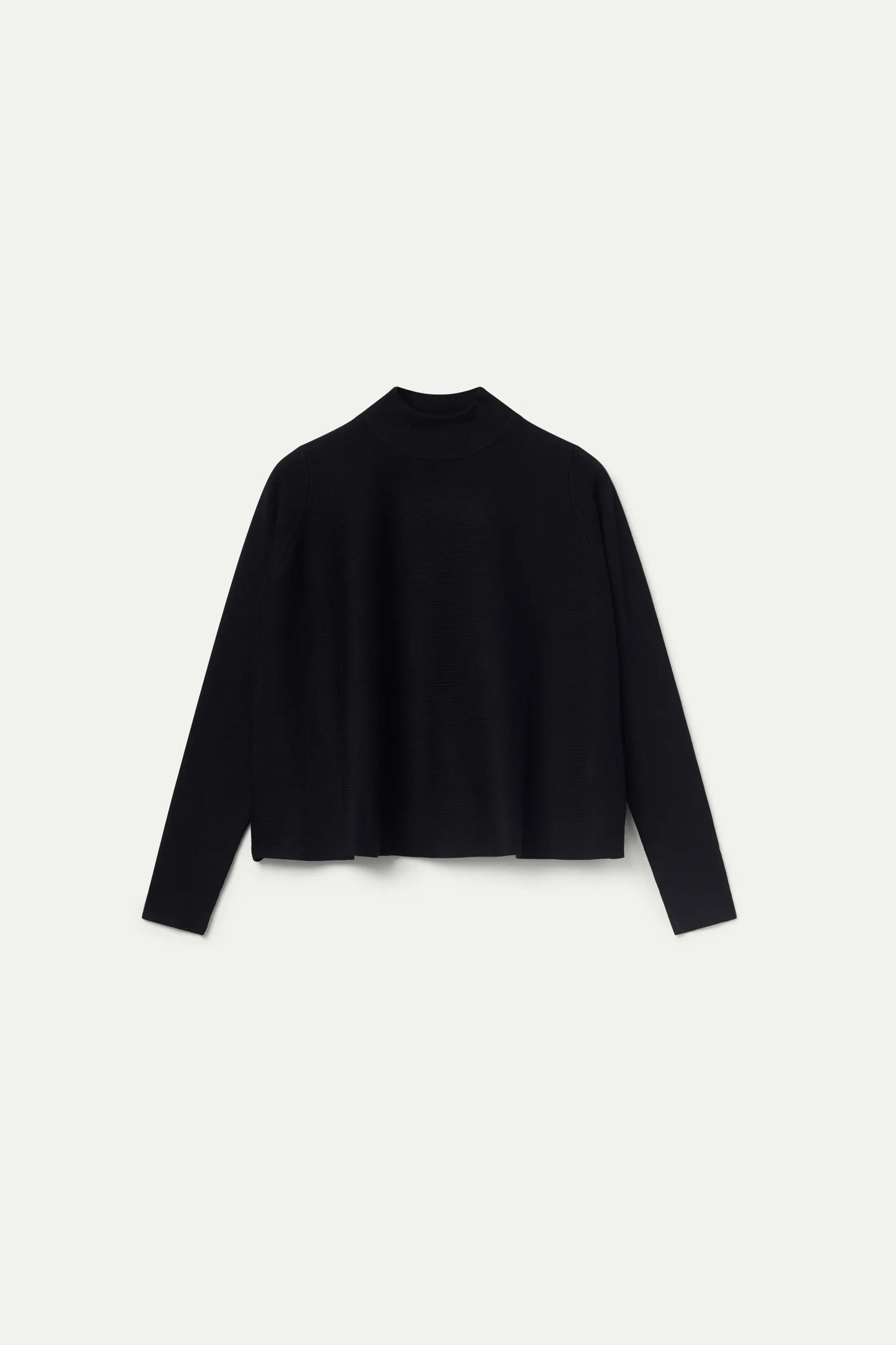 Black mock neck flared sweater