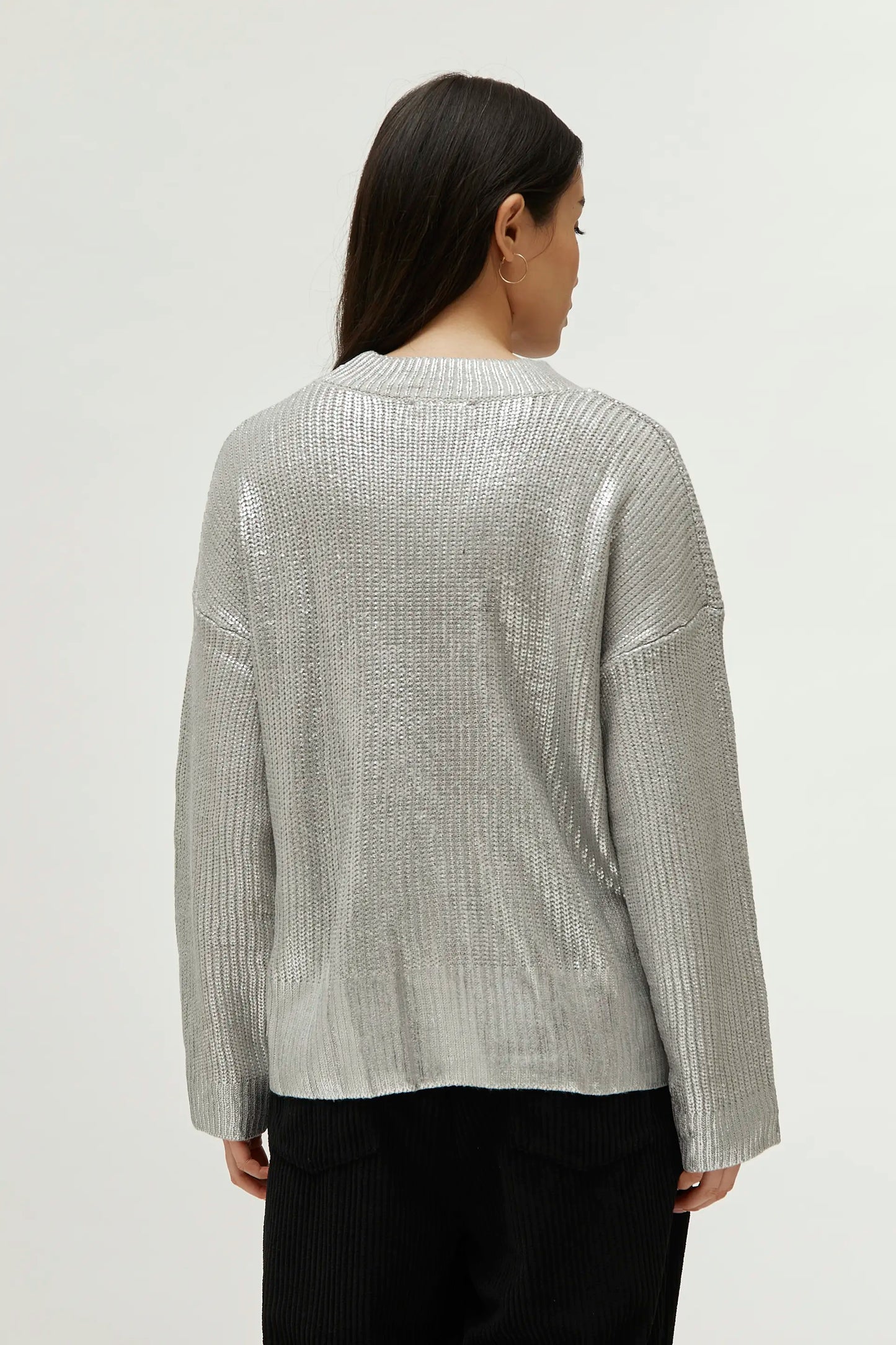 Silver coated knit sweater