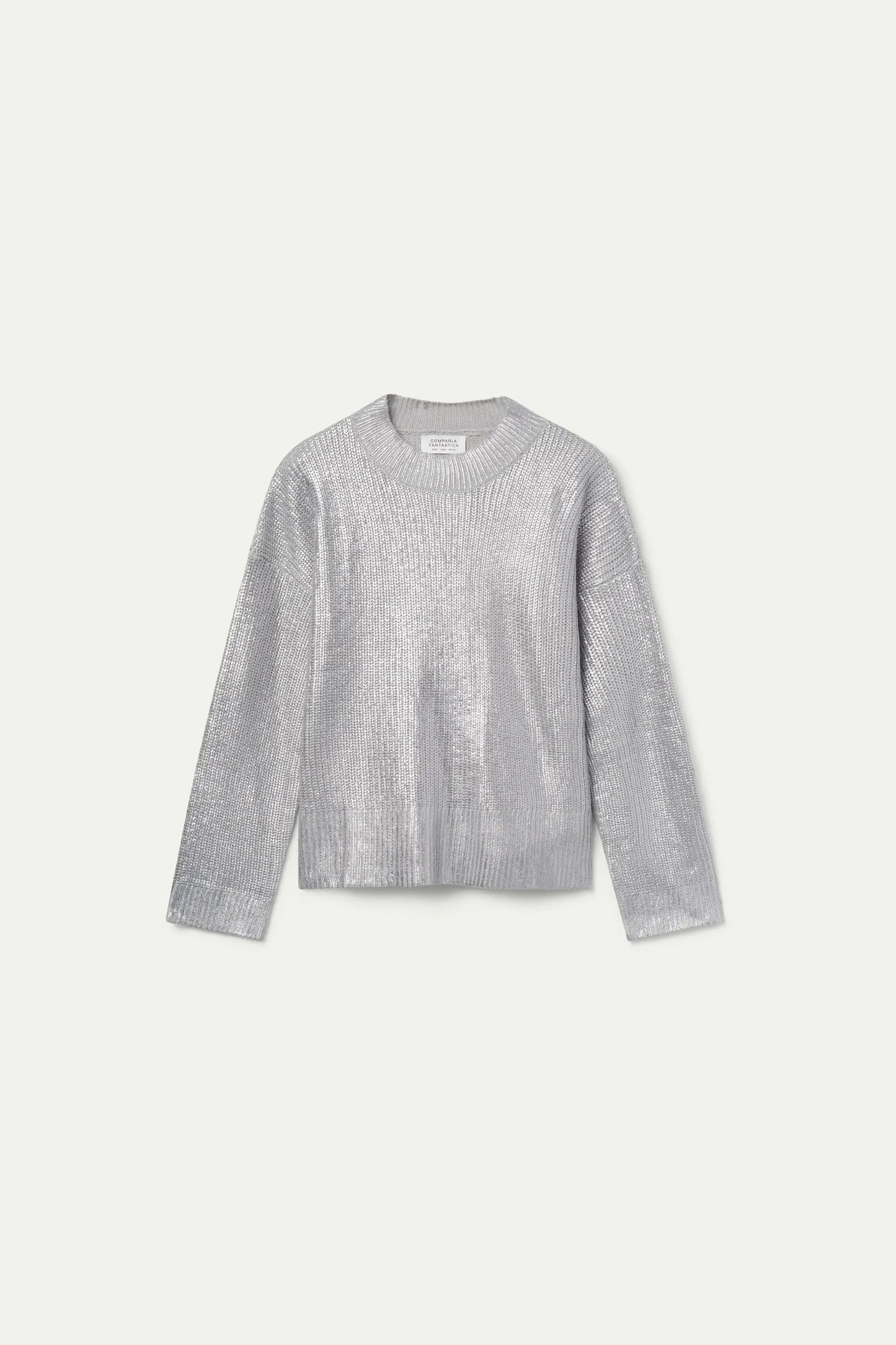 Silver coated knit sweater