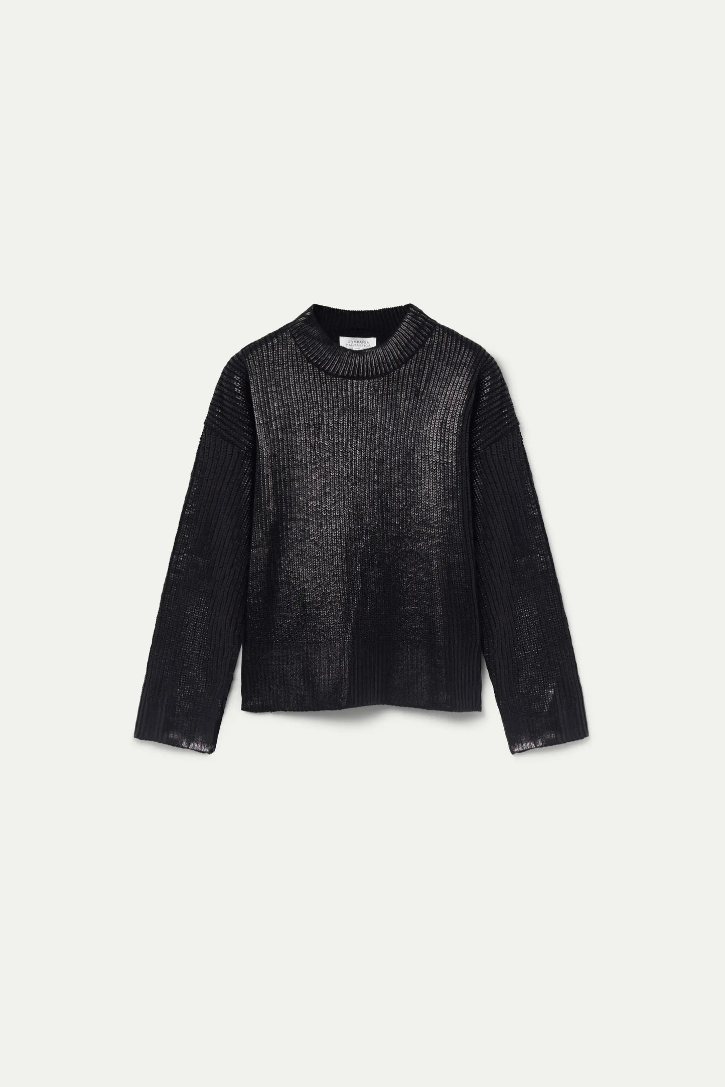 Black coated knit sweater