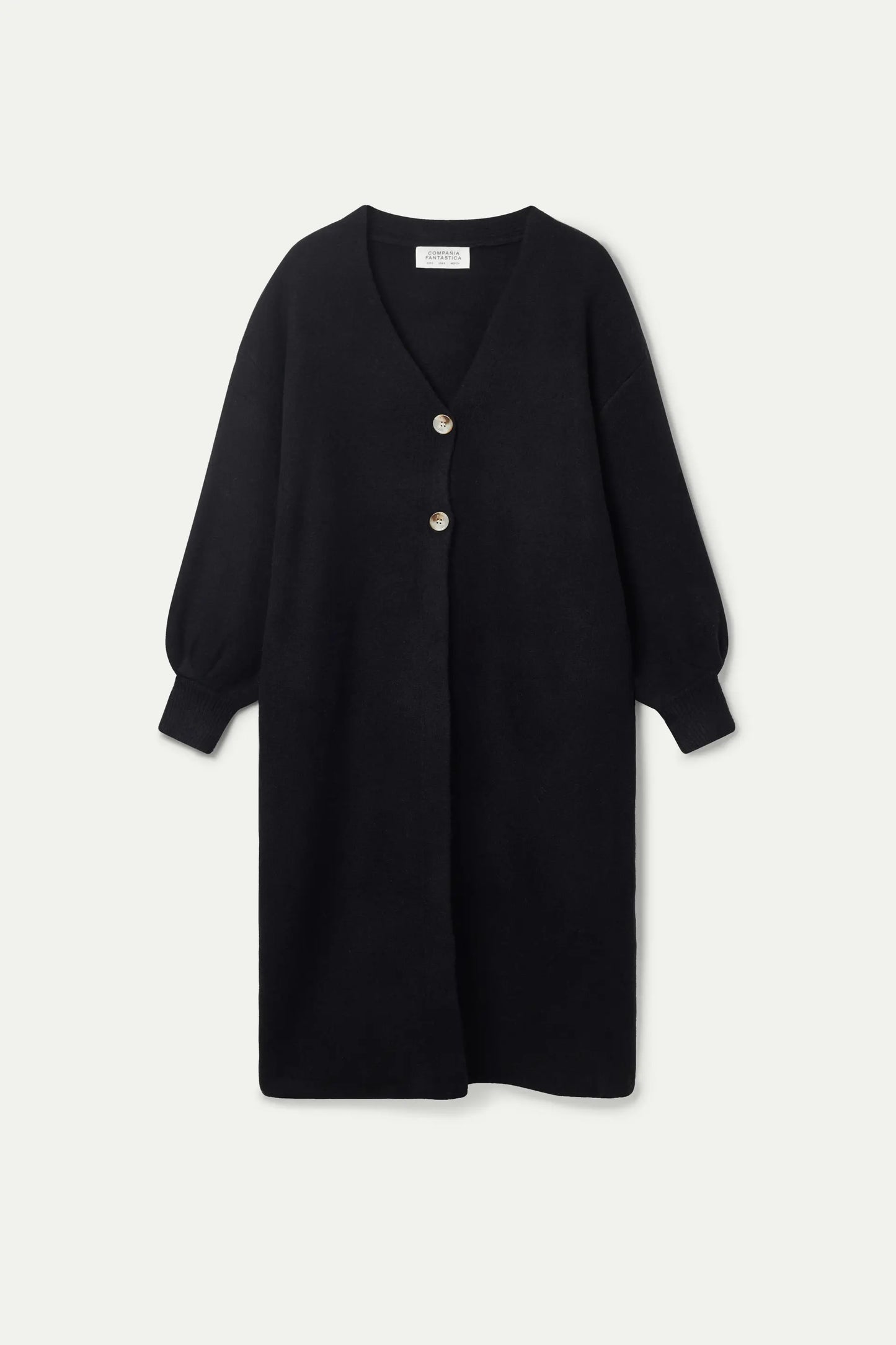 Long black v-neck coat