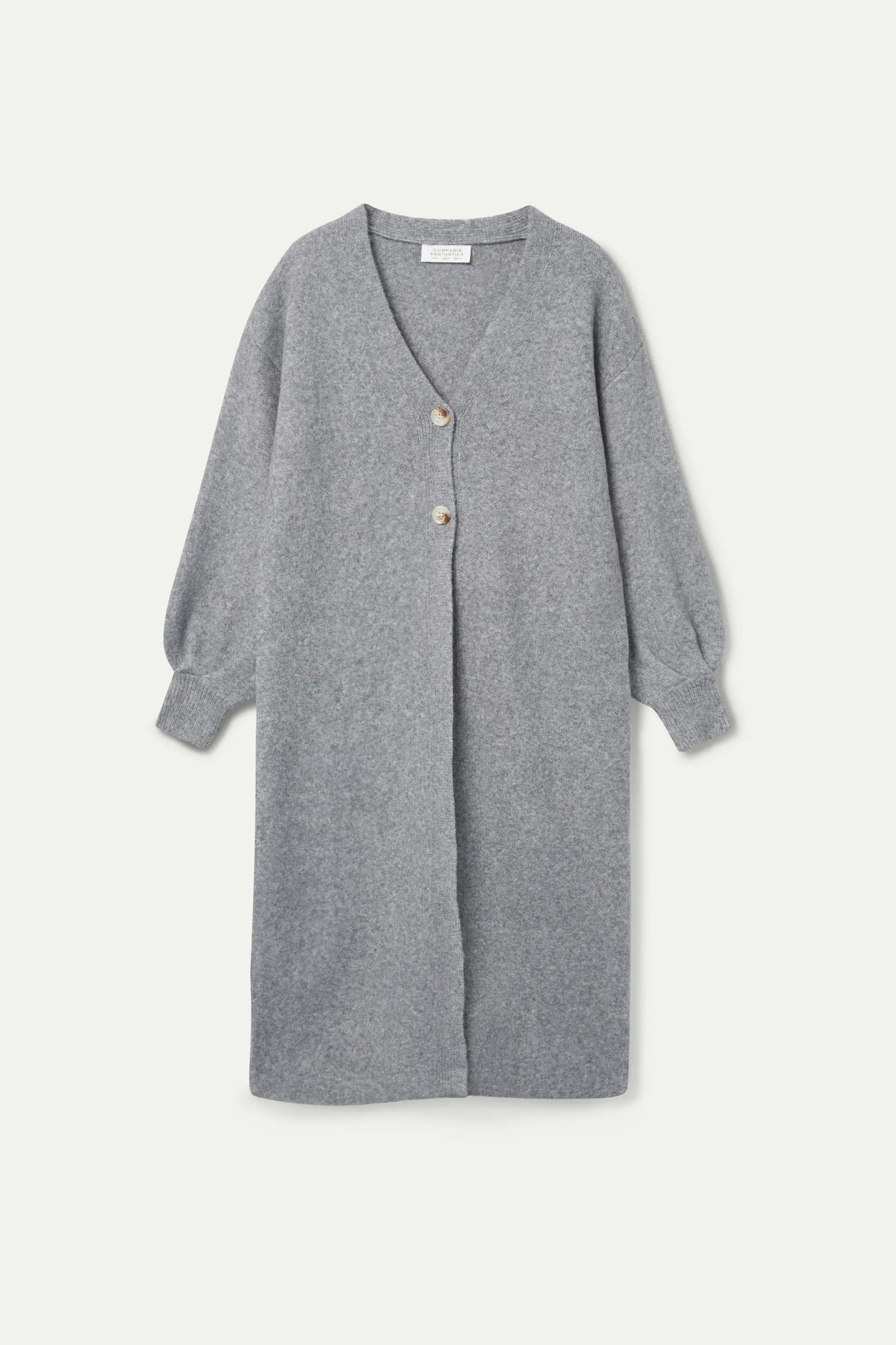 Long gray v-neck coat