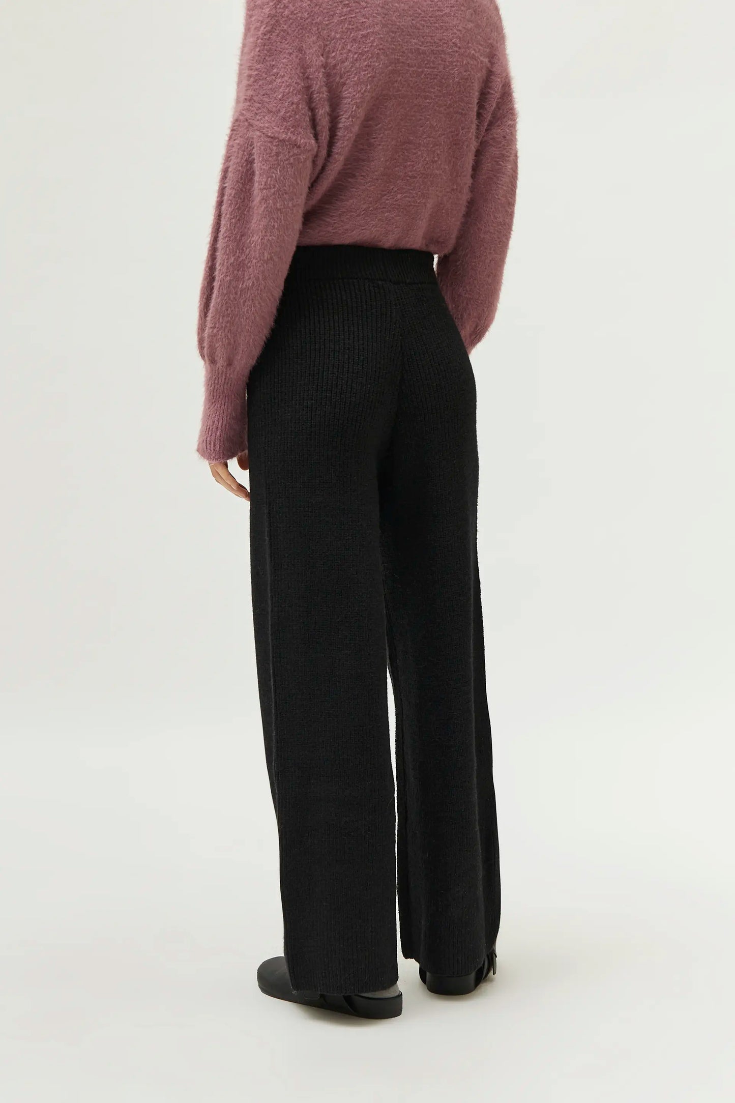 Wide black knit pants