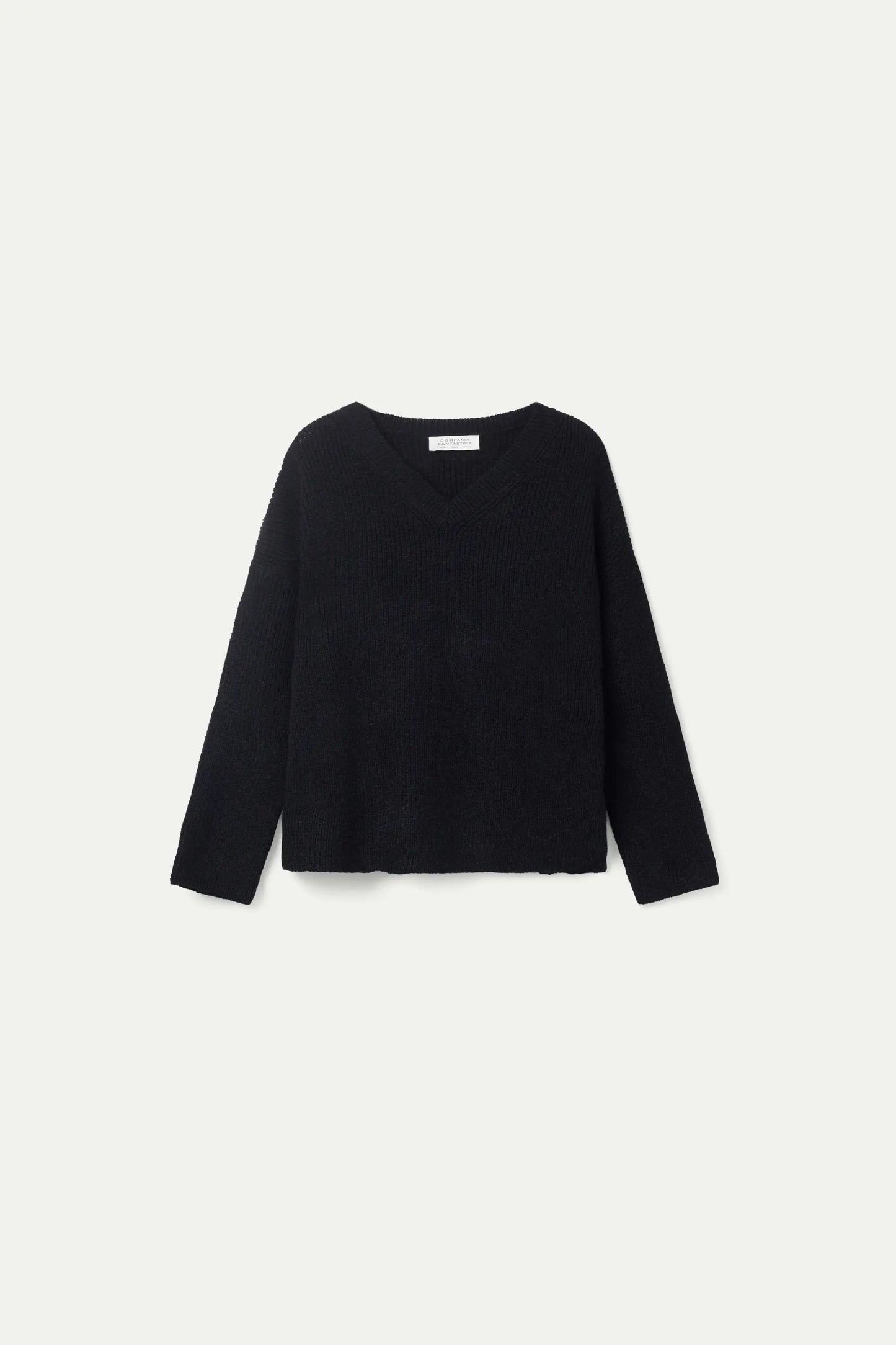 Black V-neck sweater