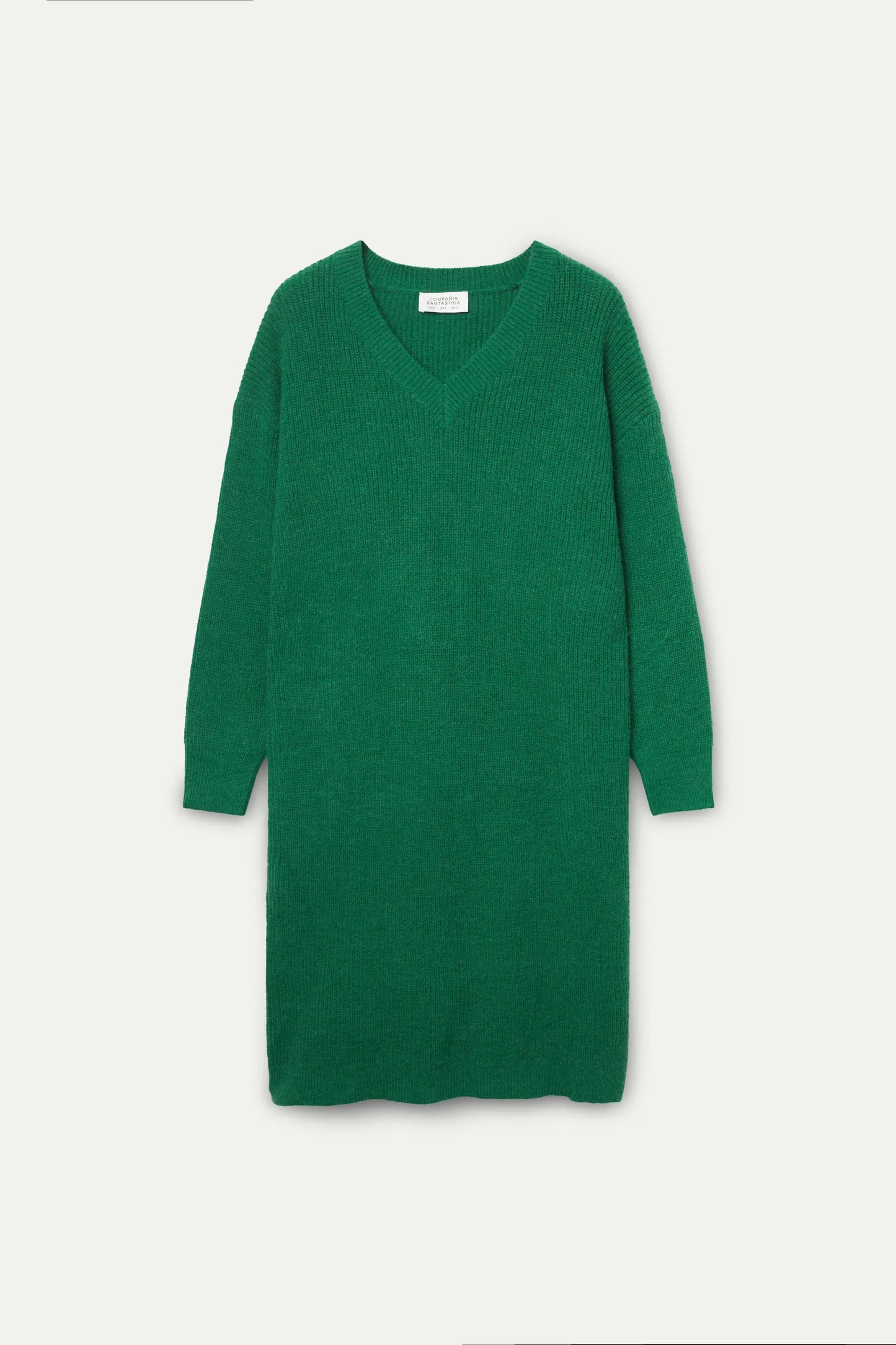 Green V-neck midi dress