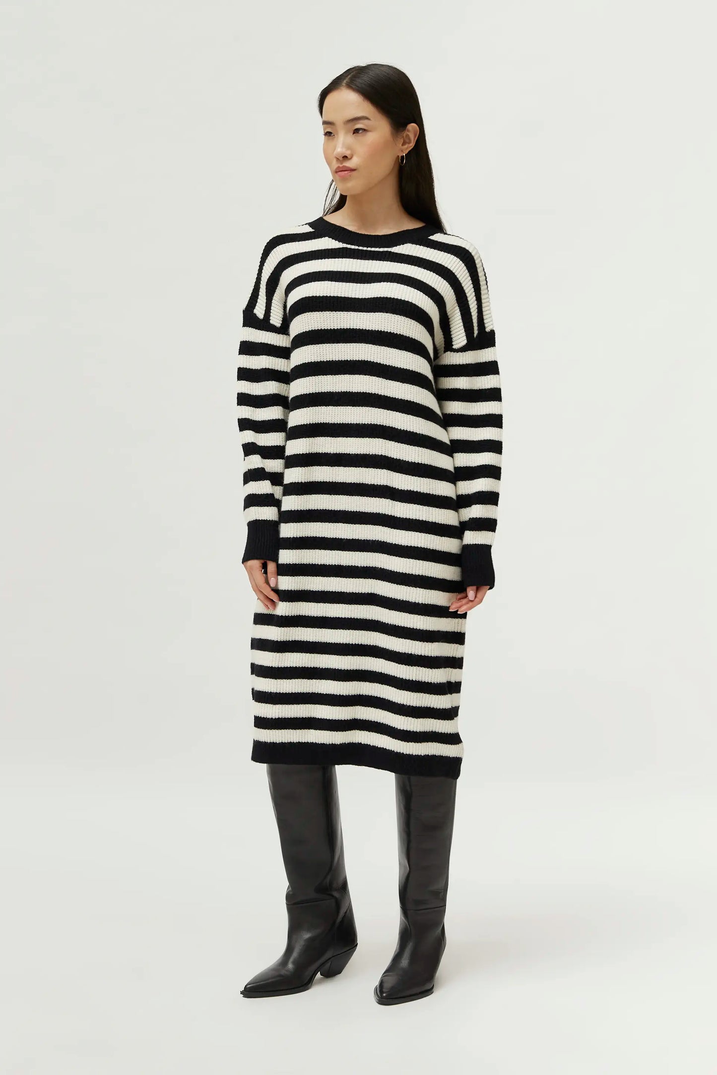 Black striped knit dress