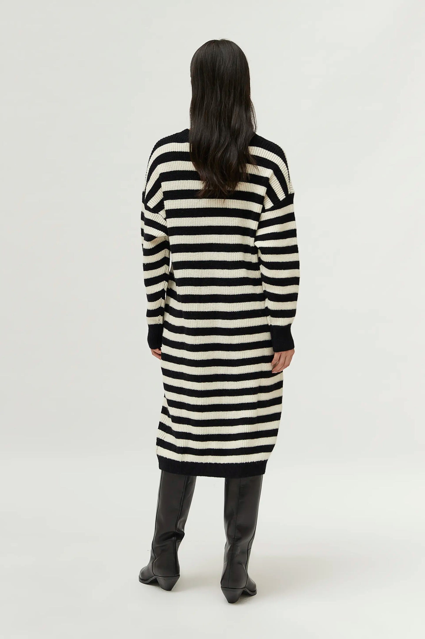 Black striped knit dress