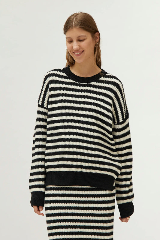 Black striped knitted sweater