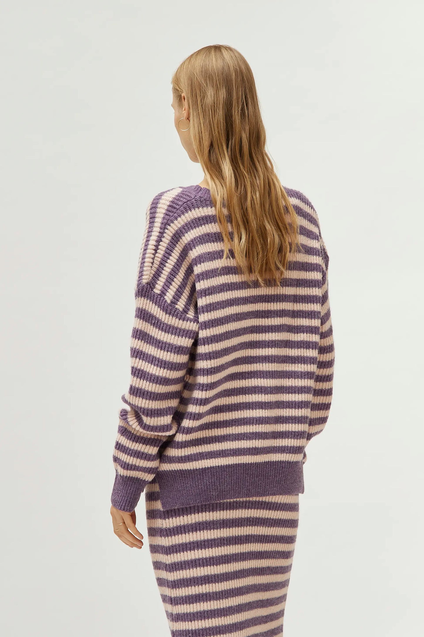 Purple striped knitted sweater