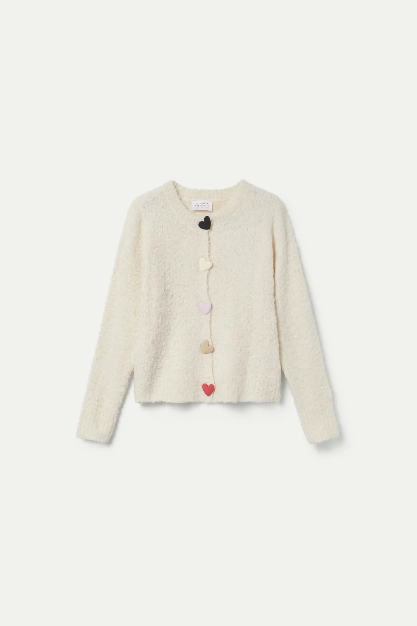 Cardigan bianco con dettaglio cuori grandi