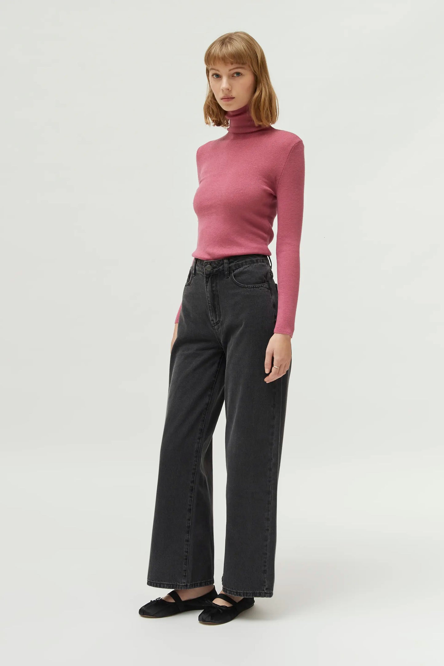 Pink turtleneck top