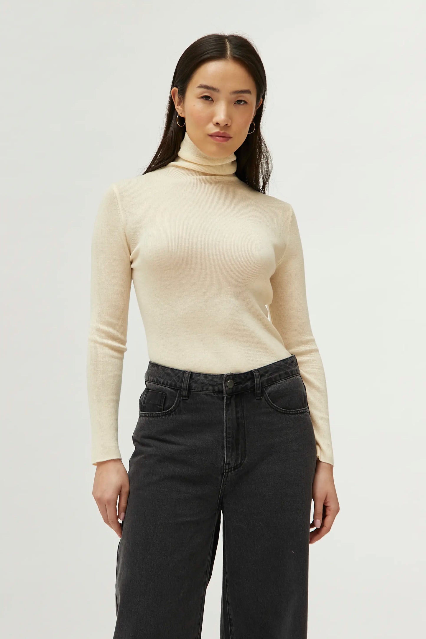 White turtleneck top