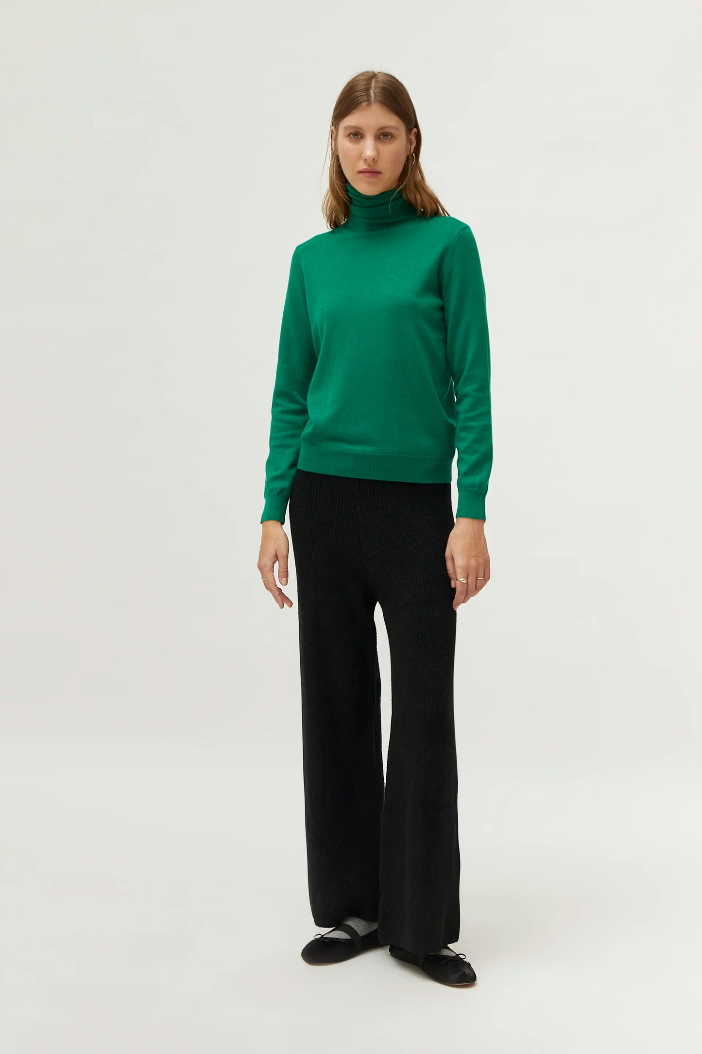 Green turtleneck sweater