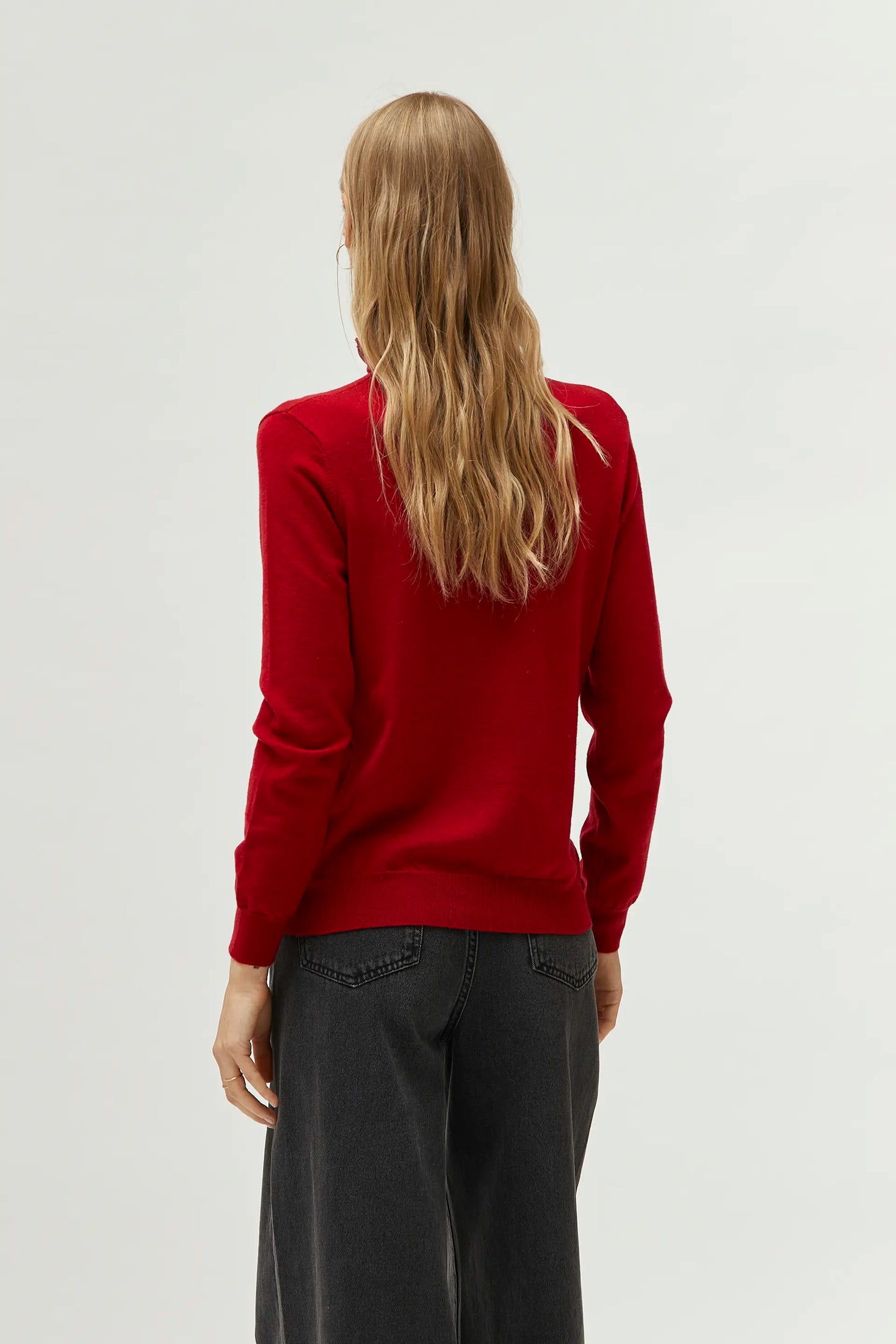 Red turtleneck sweater