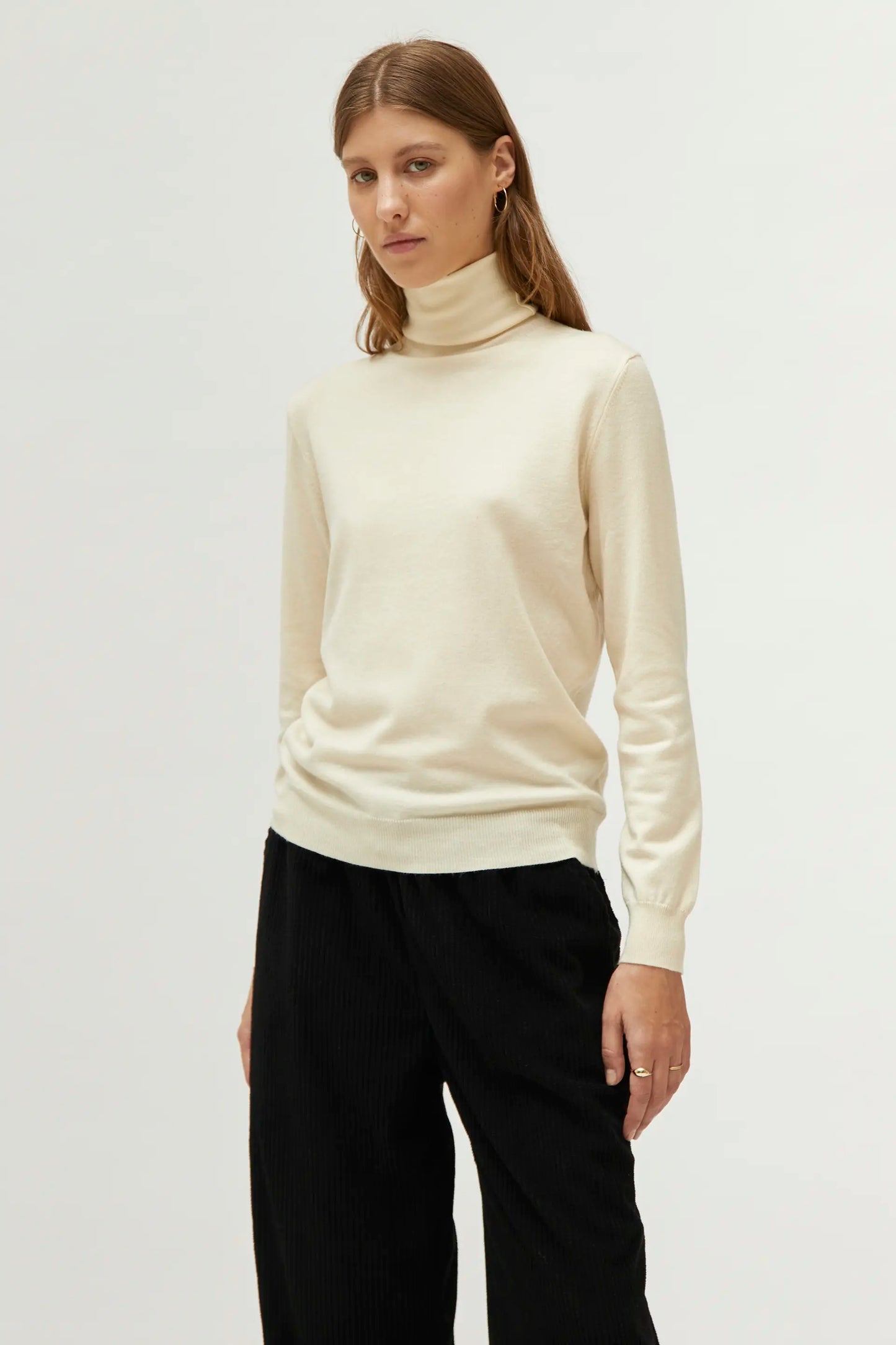 White turtleneck sweater