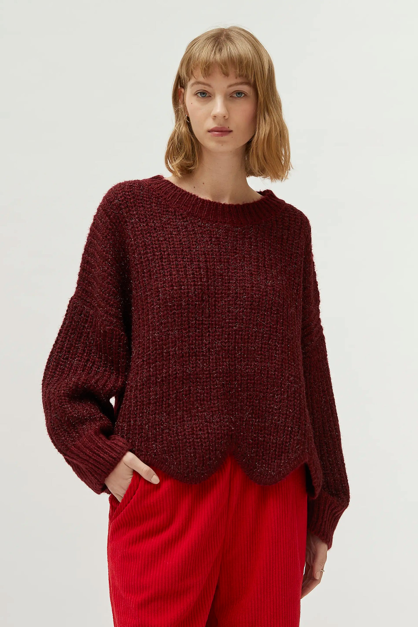 Brown hem detail sweater