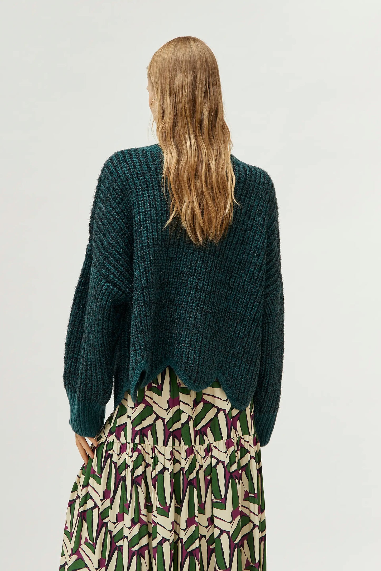 Green hem detail sweater