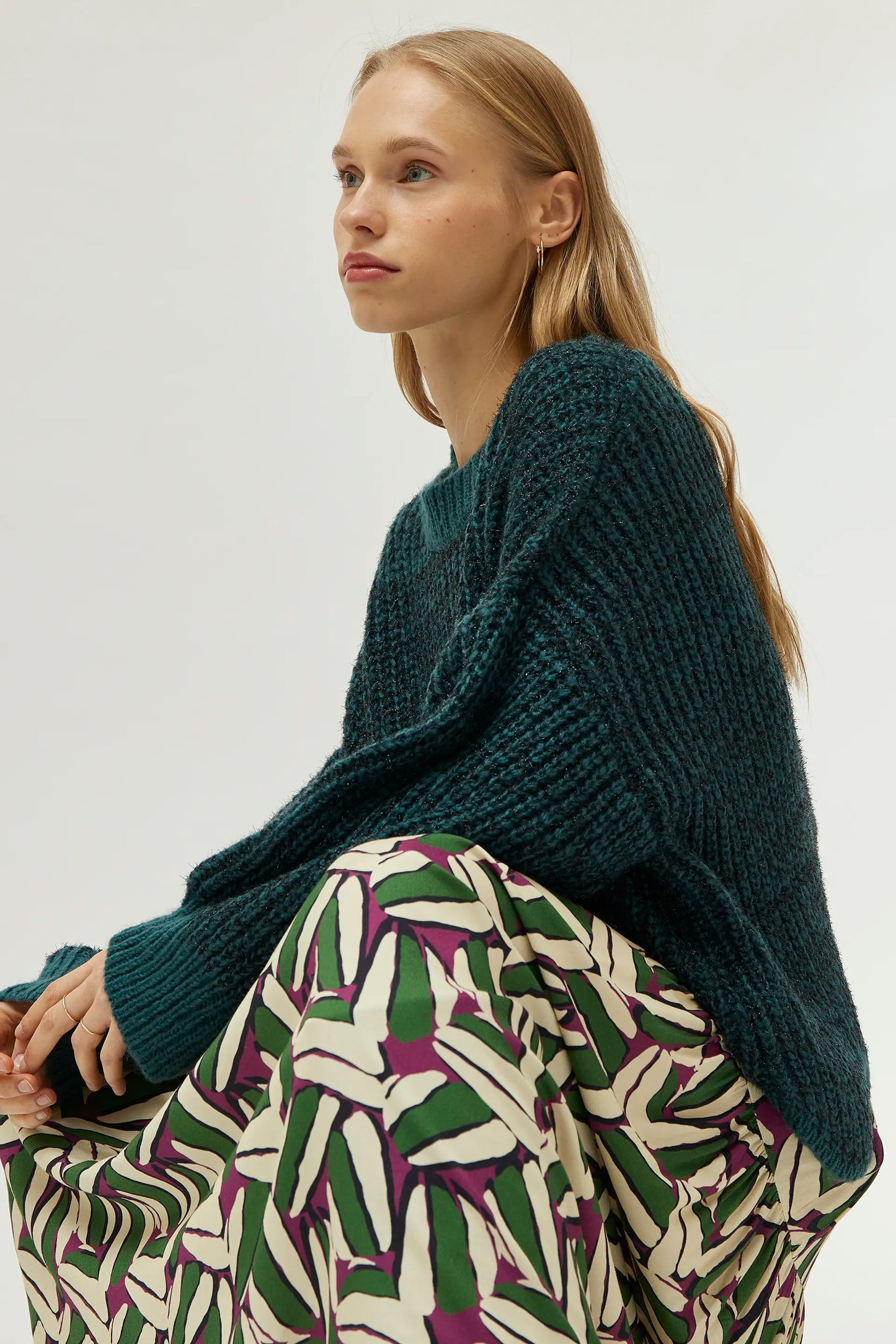 Green hem detail sweater