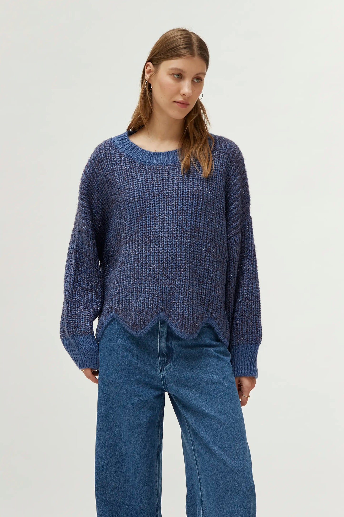 Blue hem detail sweater