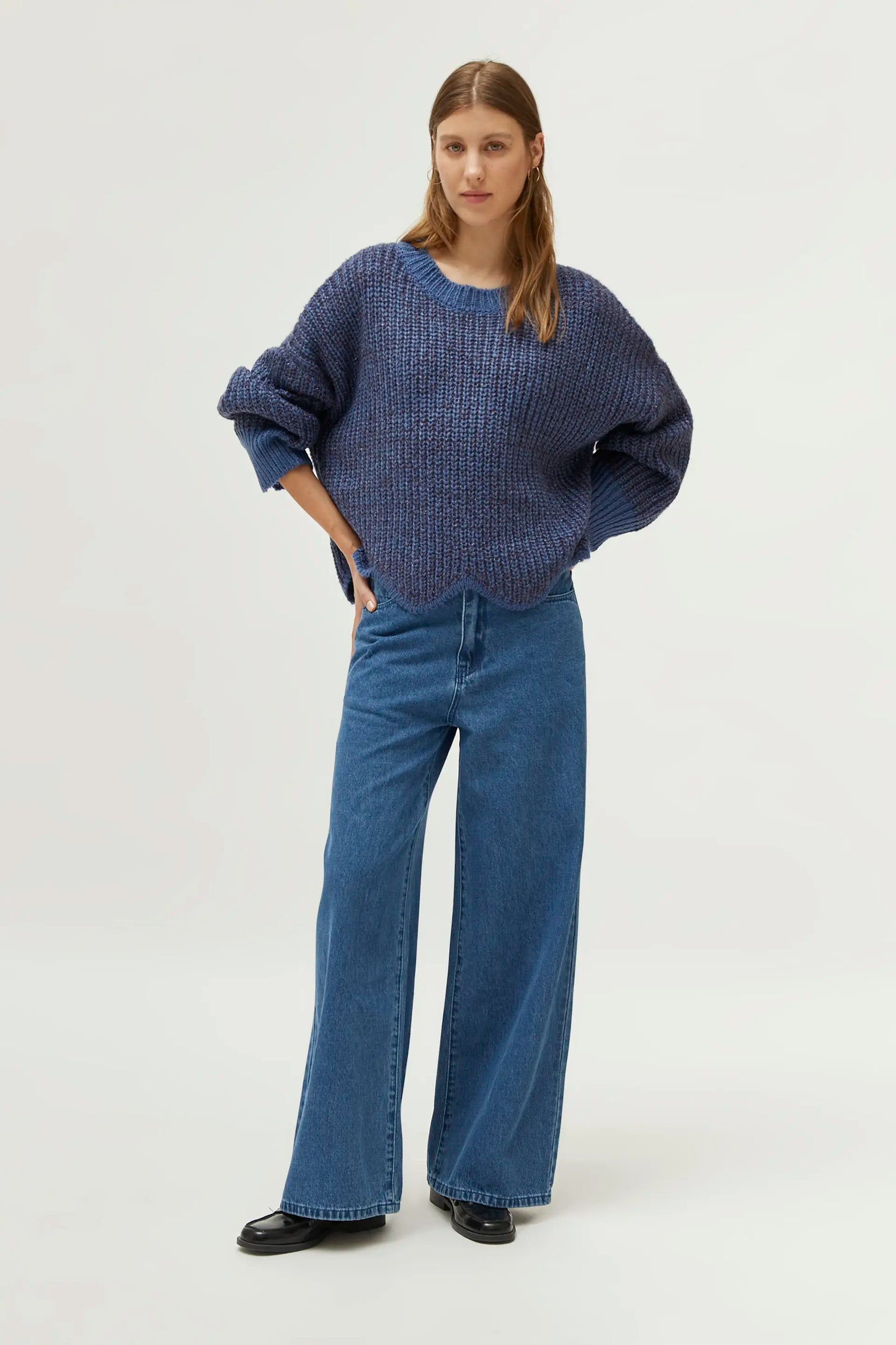 Blue hem detail sweater