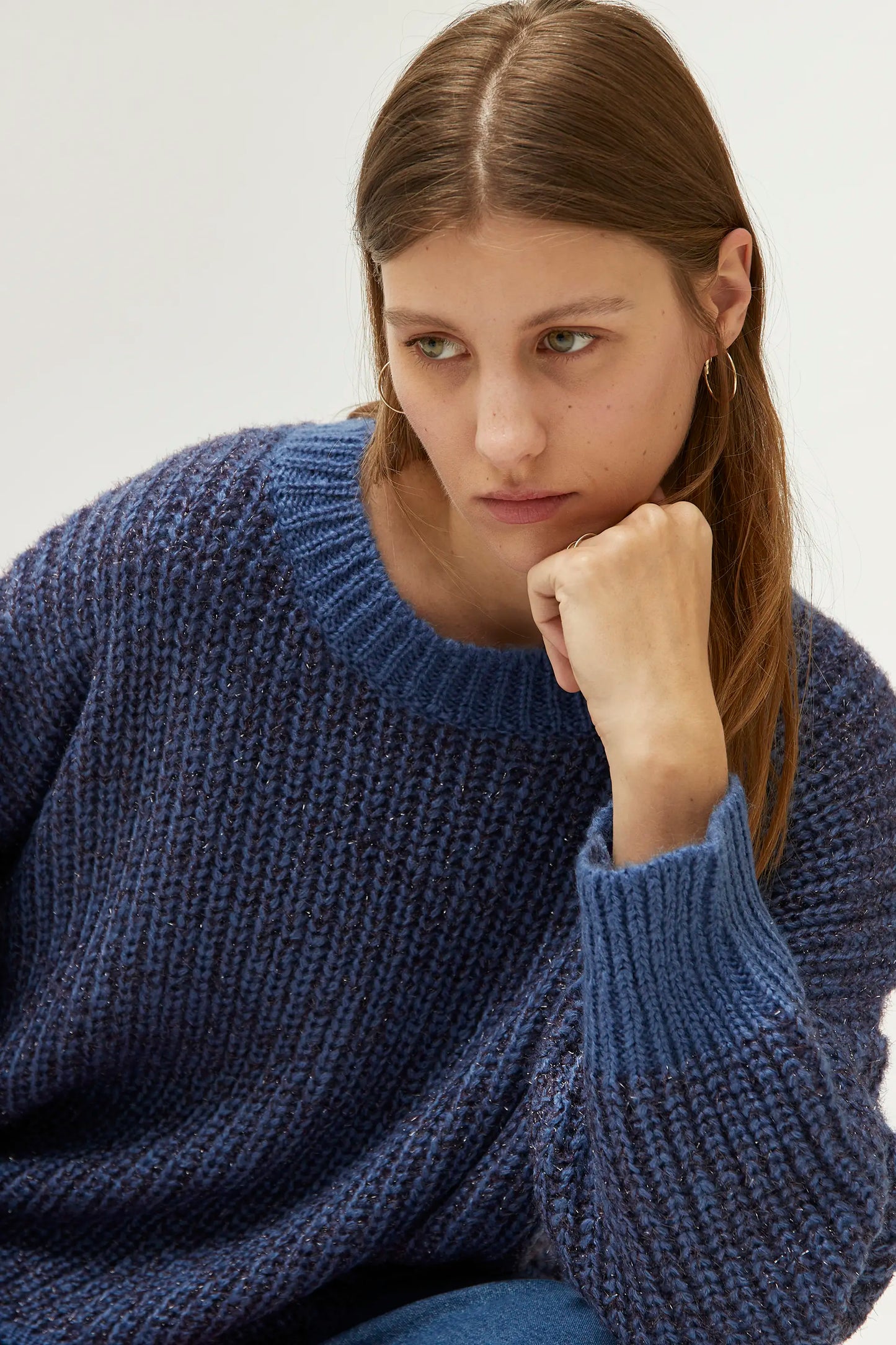 Blue hem detail sweater