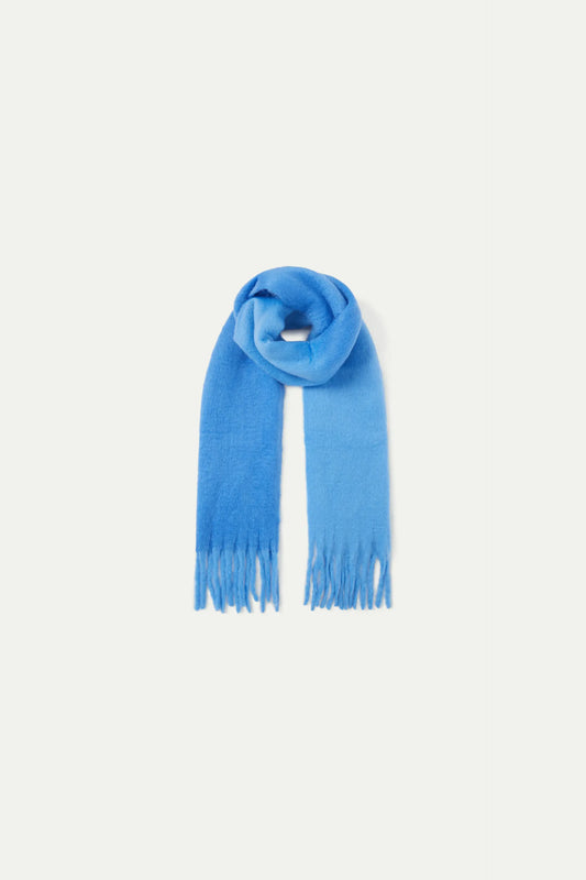 Sciarpa oversize con frange blu