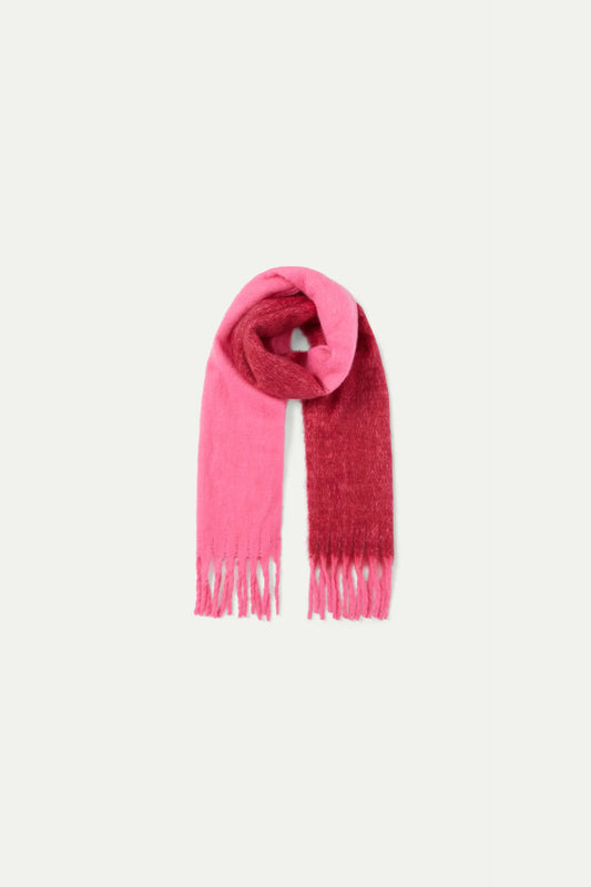 Sciarpa oversize con frange rosa