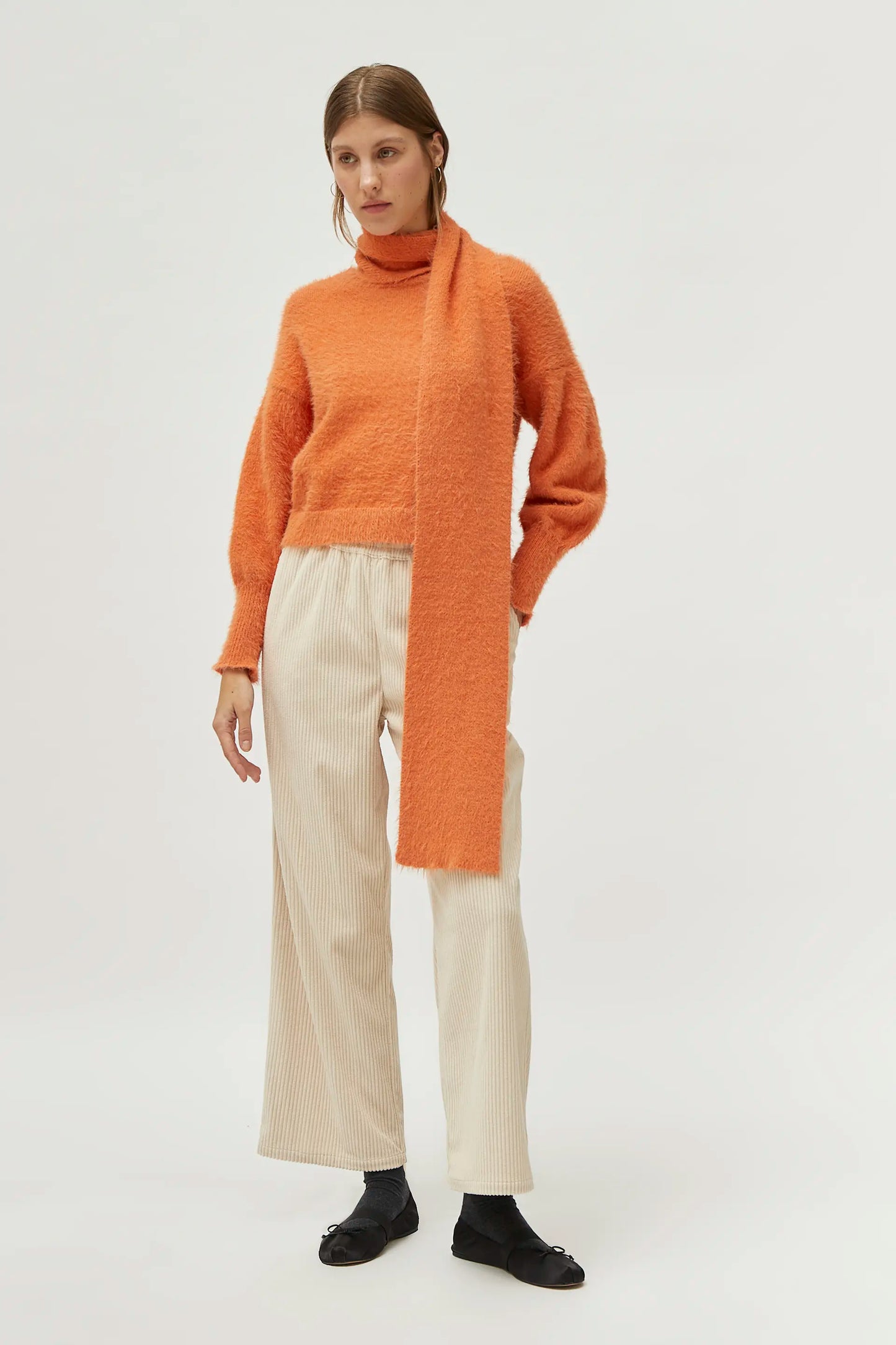 Orange Textured Knit Scarf