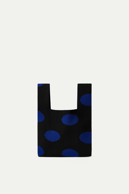 Bolso de mano estampado de lunares azules