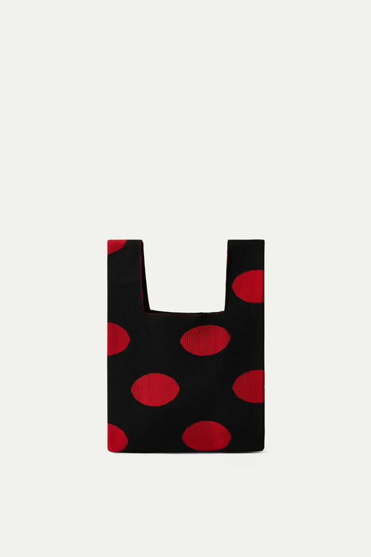 Bolso de mano estampado de lunares rojos