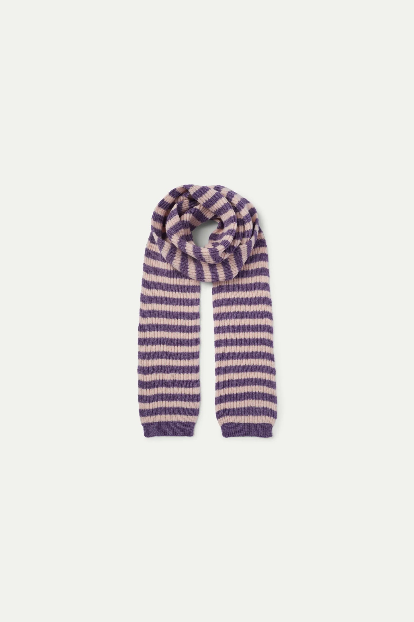 Long purple striped scarf