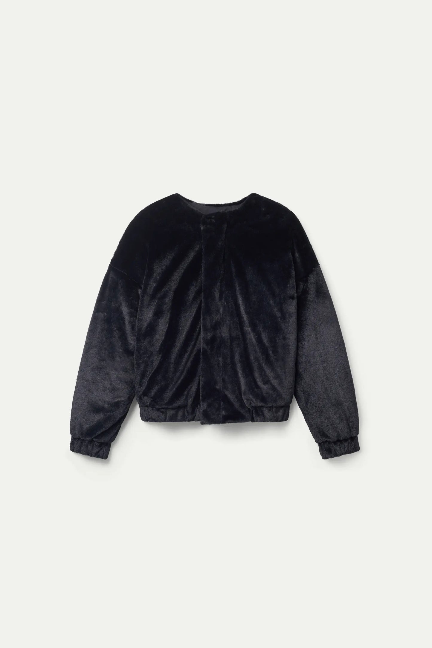 Black faux fur bomber jacket