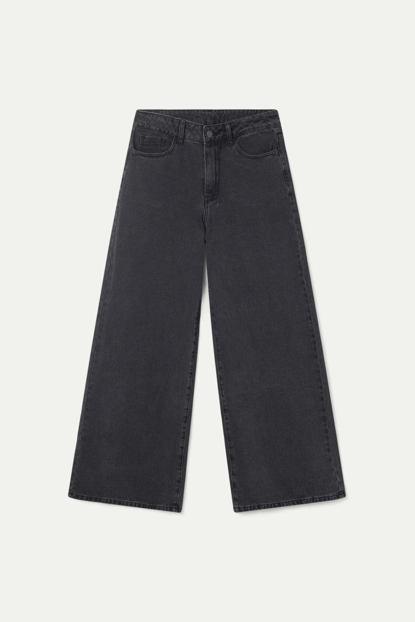 Washed black wide leg jeans