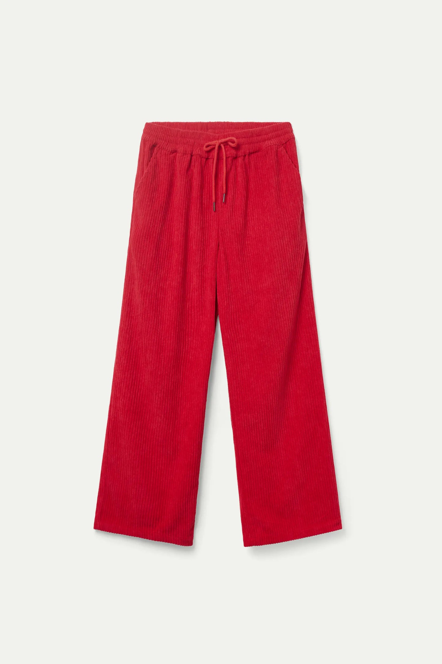 Red elastic waist corduroy pants