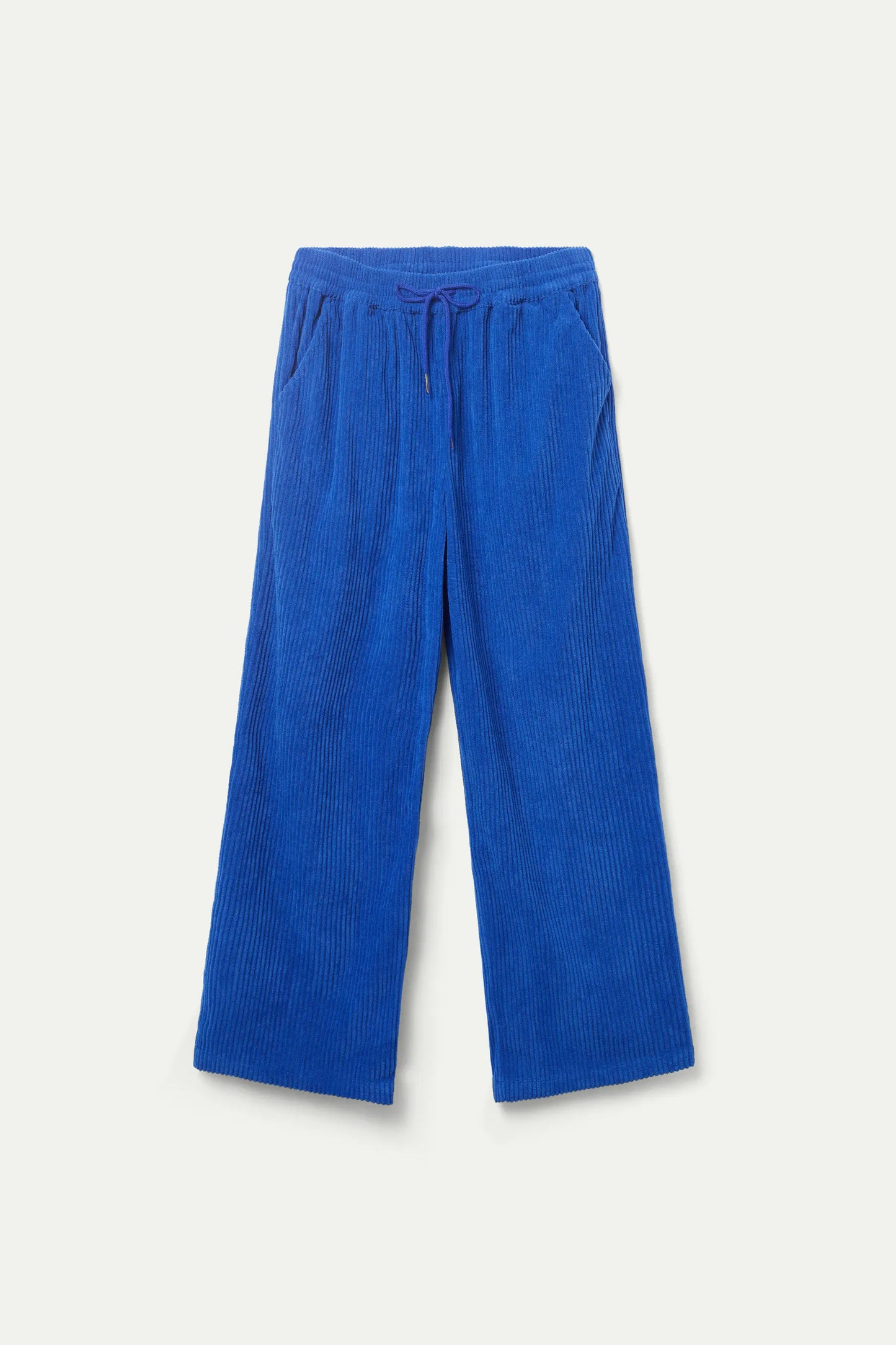 Blue elastic waist corduroy pants