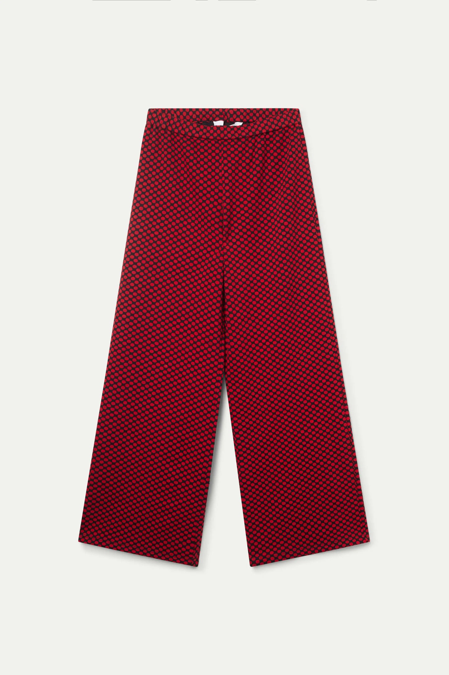 Pantaloni rossi in maglia stampata jacquard