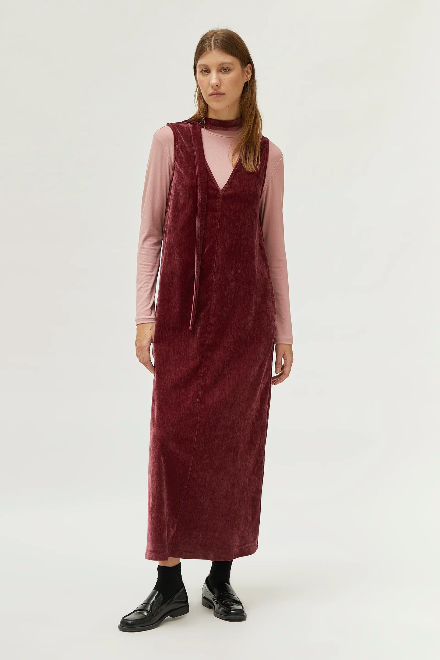 Long burgundy chenille dress