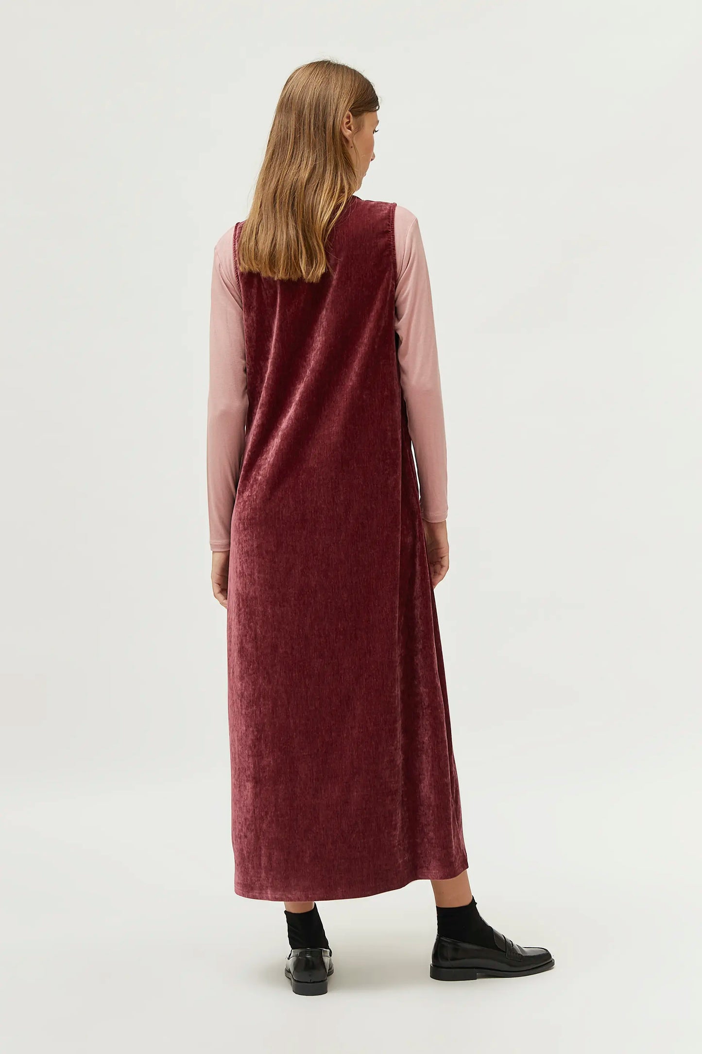 Long burgundy chenille dress