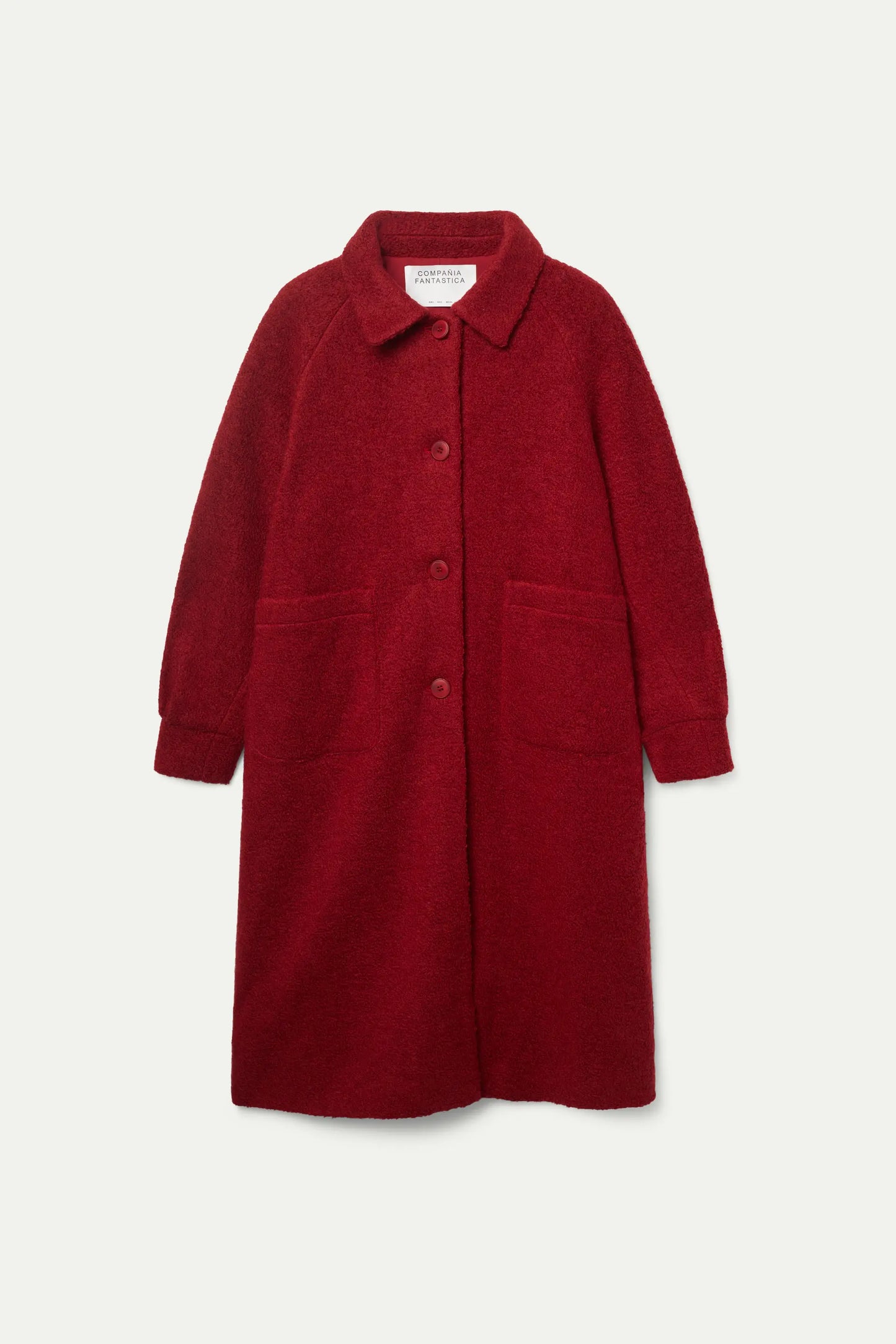 Cappotto midi bouclé rosso