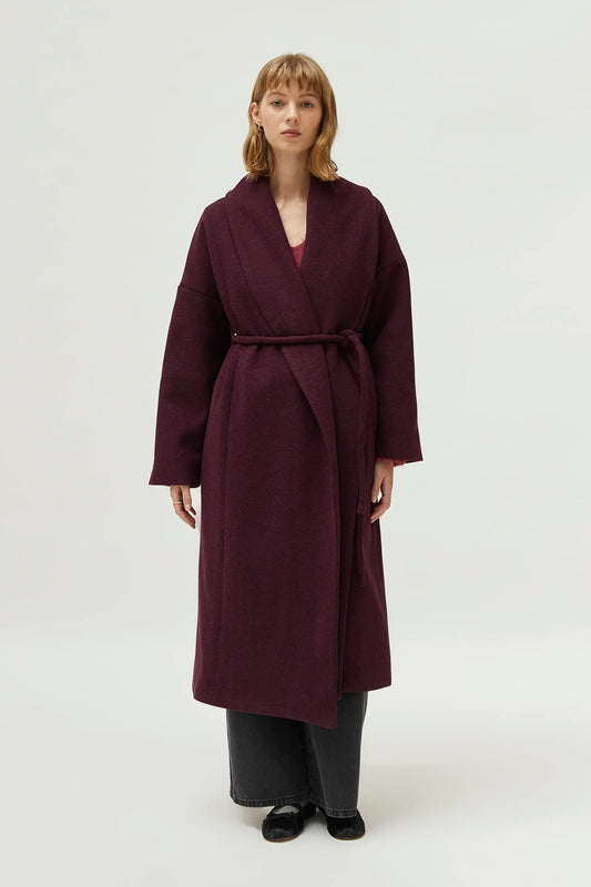 Cappotto midi aperto bordeaux