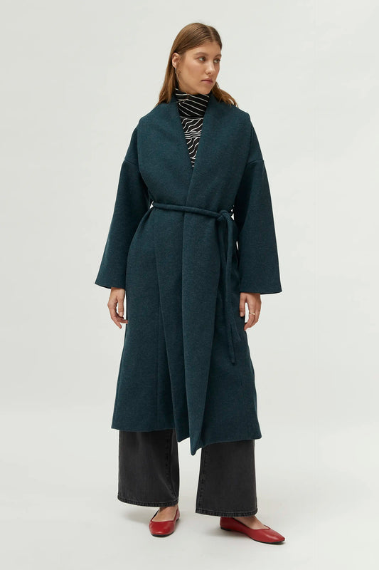 Cappotto midi aperto verde