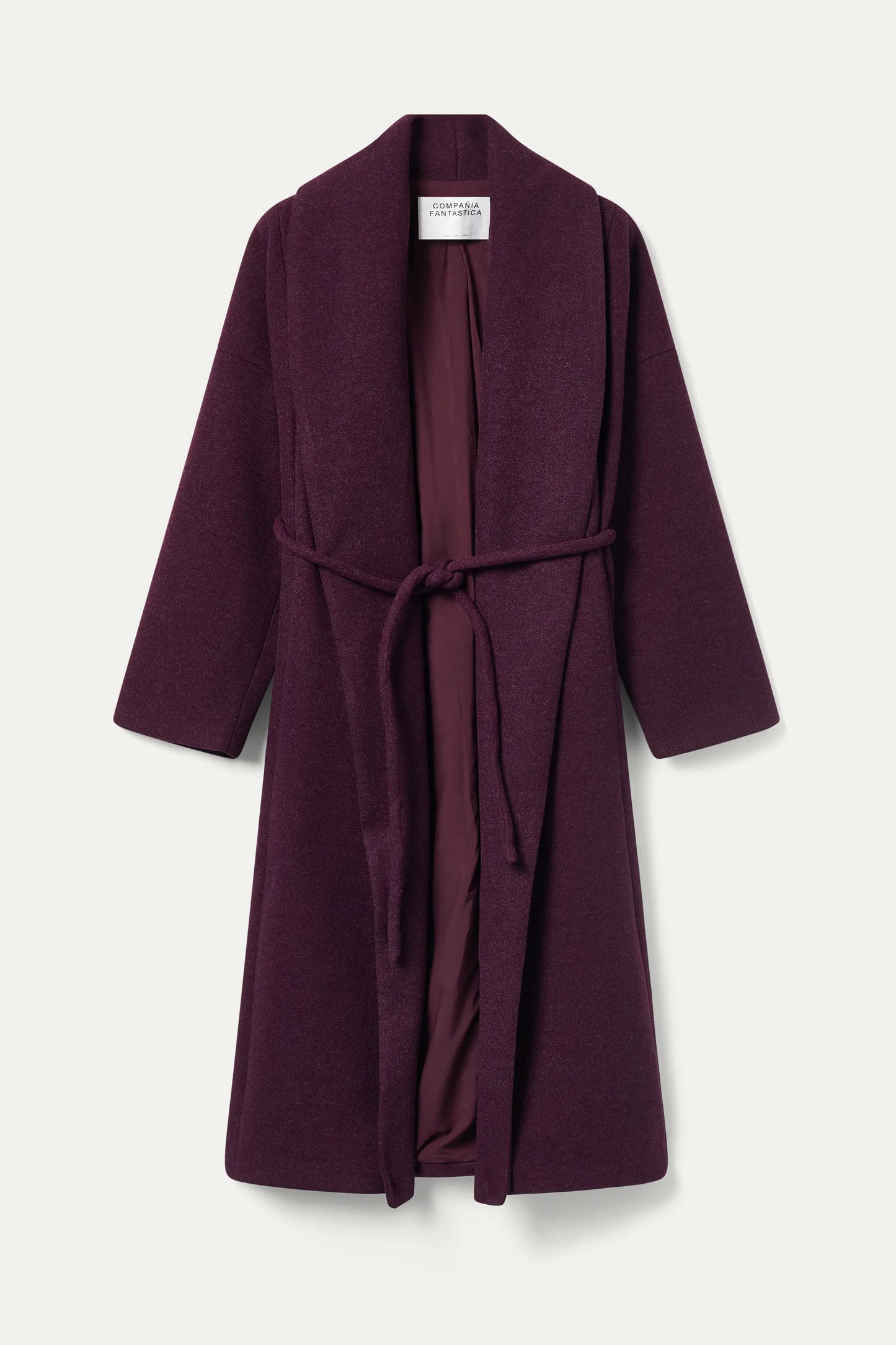 Burgundy open midi coat