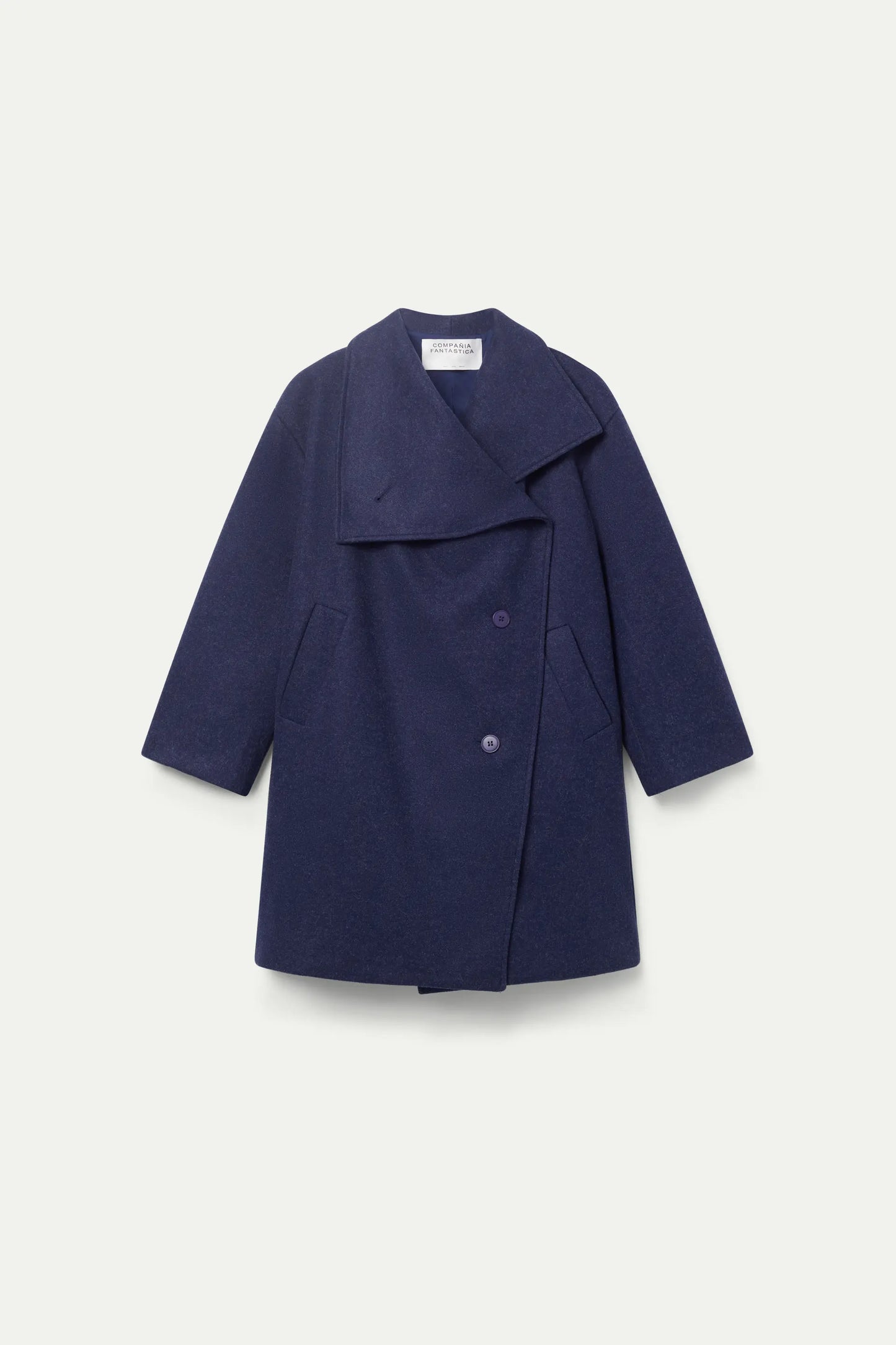 Navy blue turtleneck coat